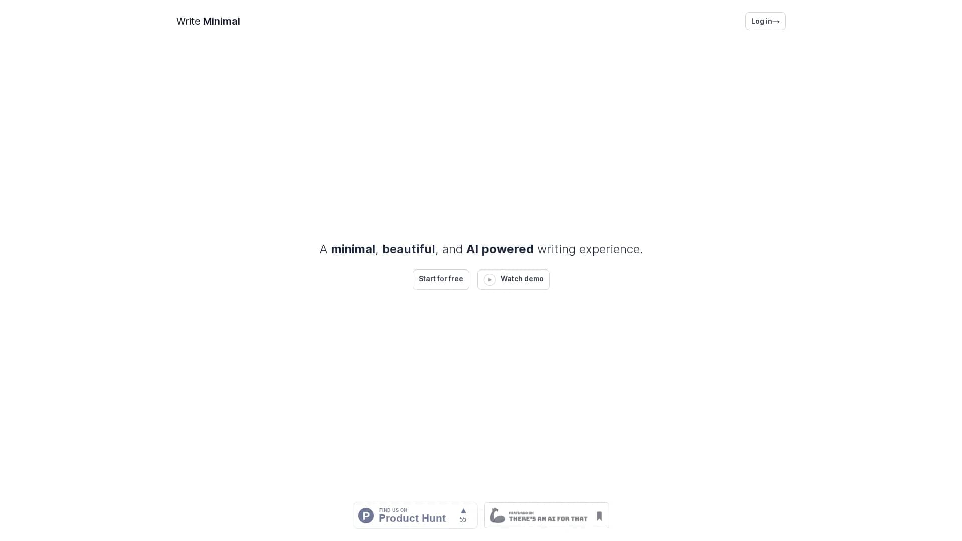 write-minimal homepage