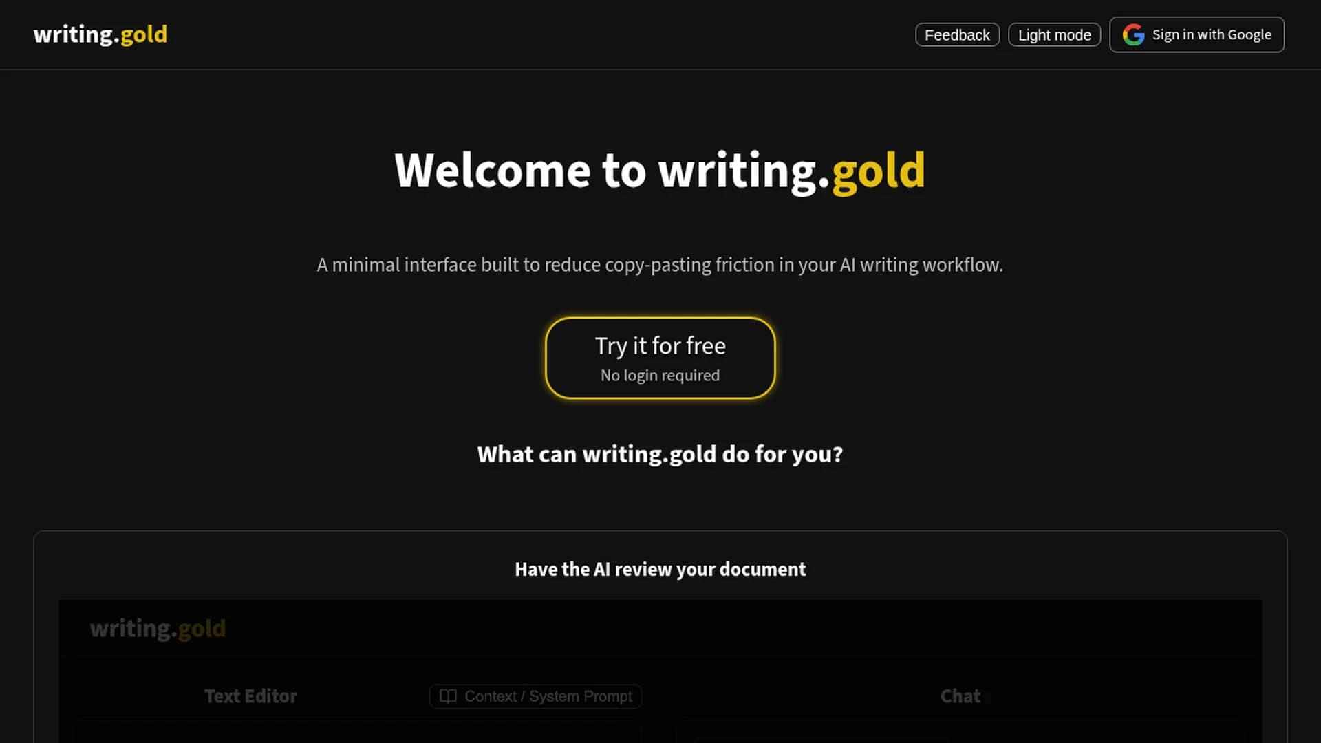 writing-gold homepage