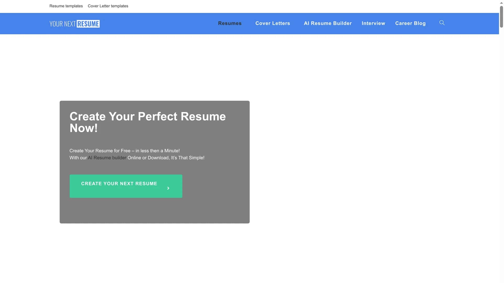 your-next-resume homepage