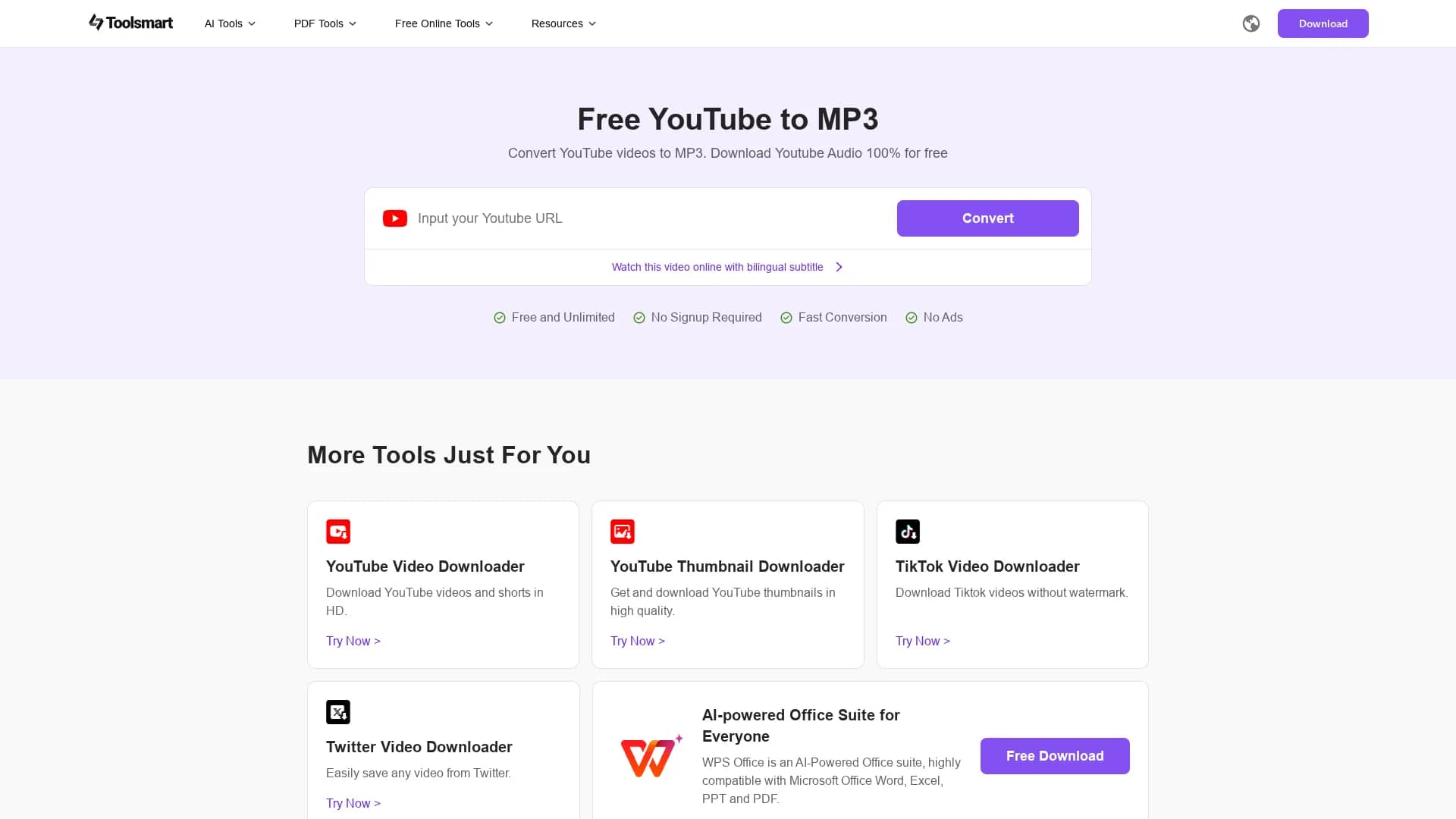 youtube-mp3-converter homepage