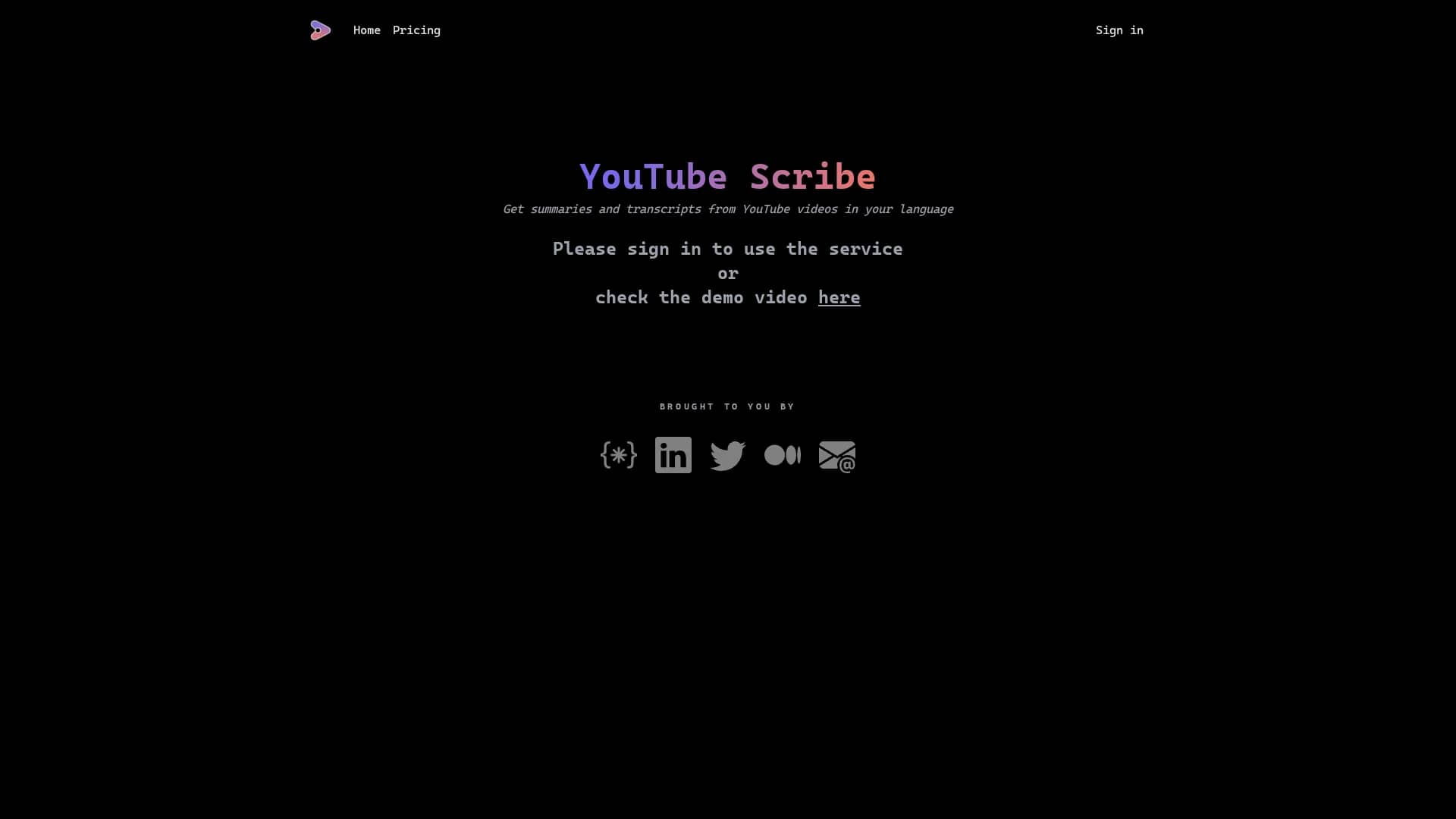 youtube-scribe homepage