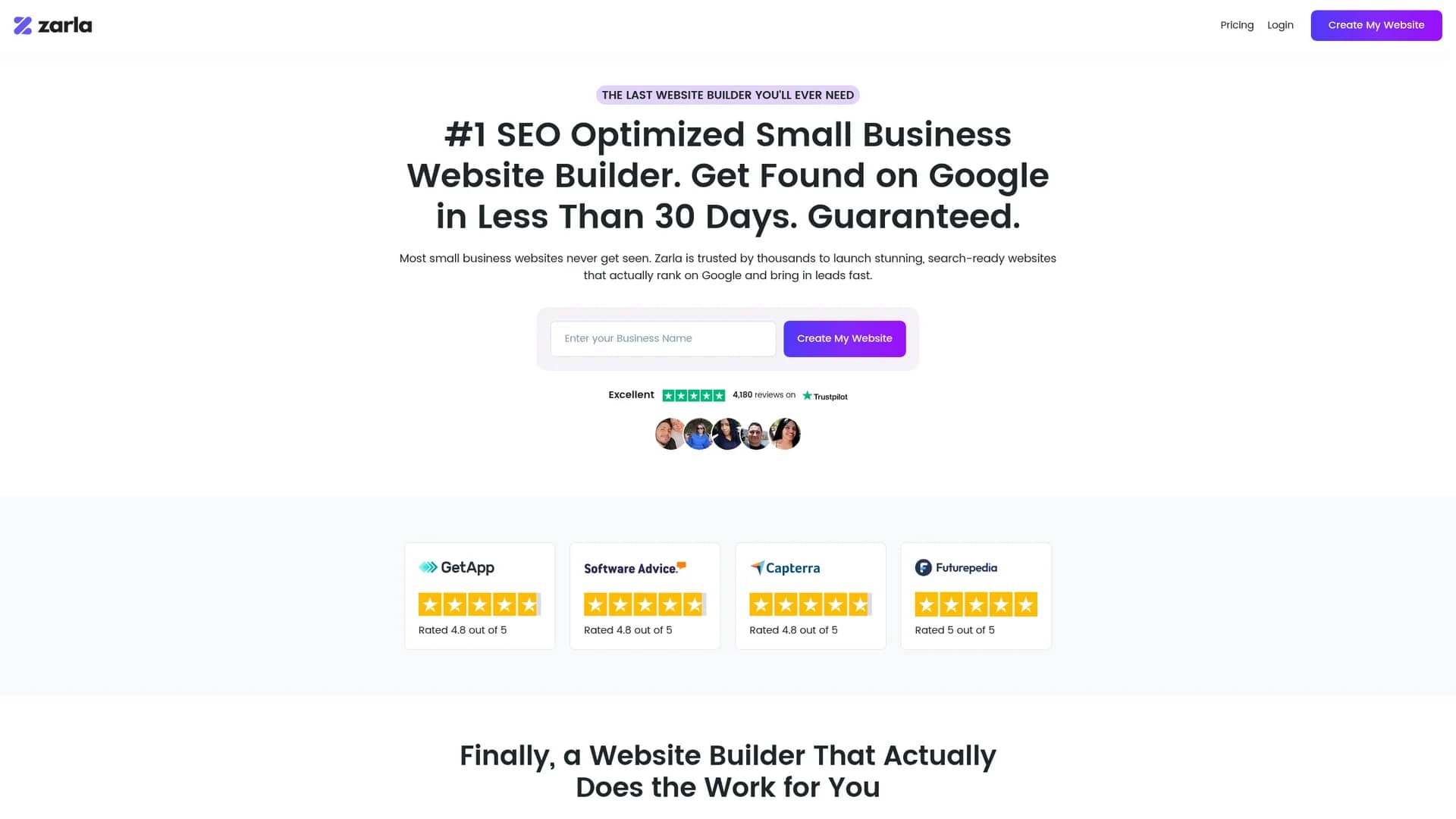 zarla-website-builder homepage