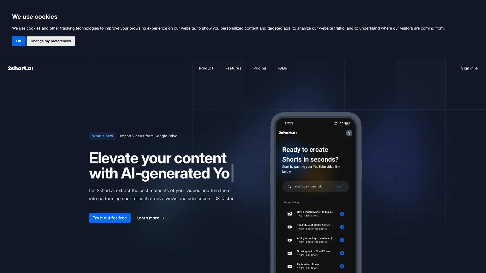 2short-ai homepage