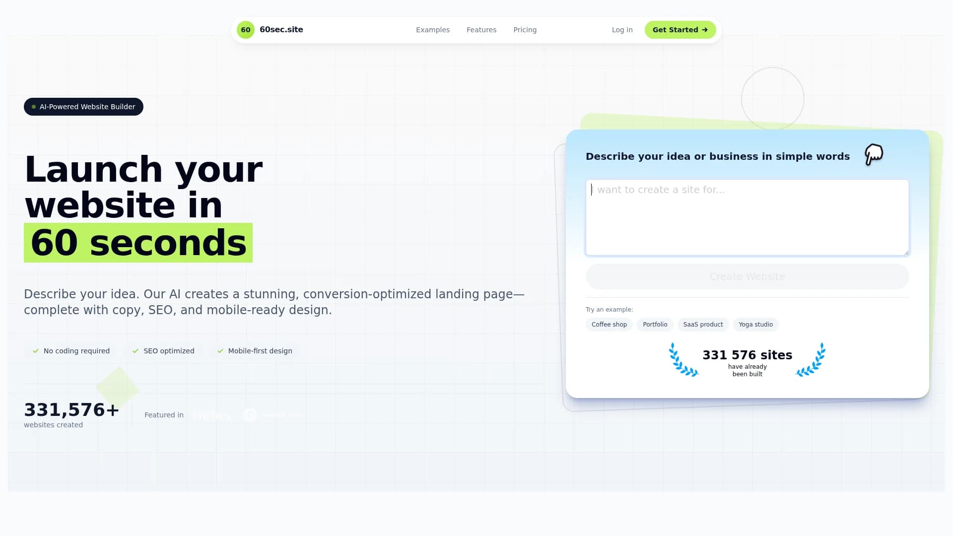 60sec-site homepage