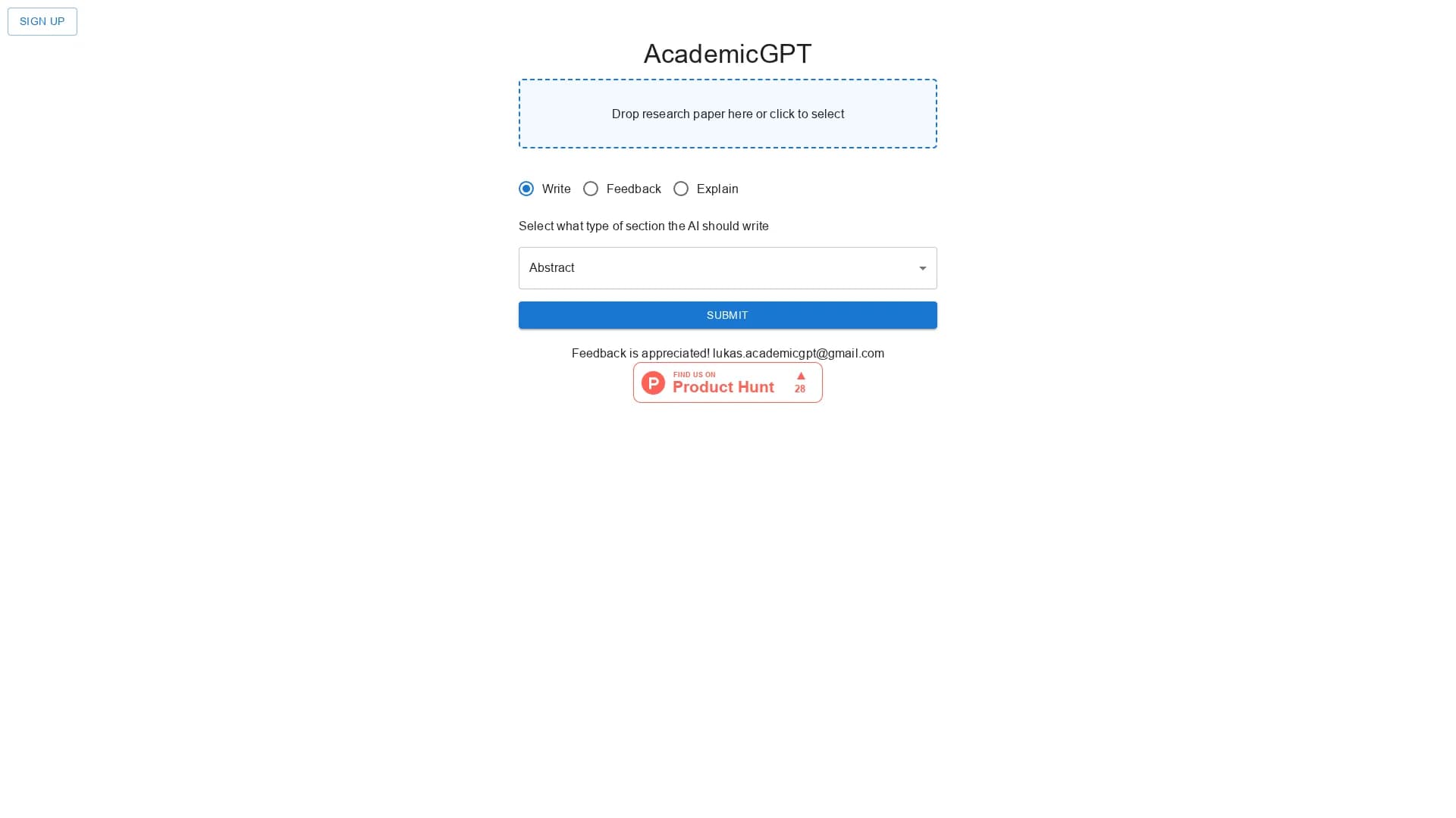 academicgpt homepage