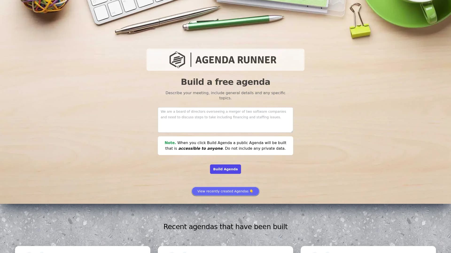 agenda-runner homepage