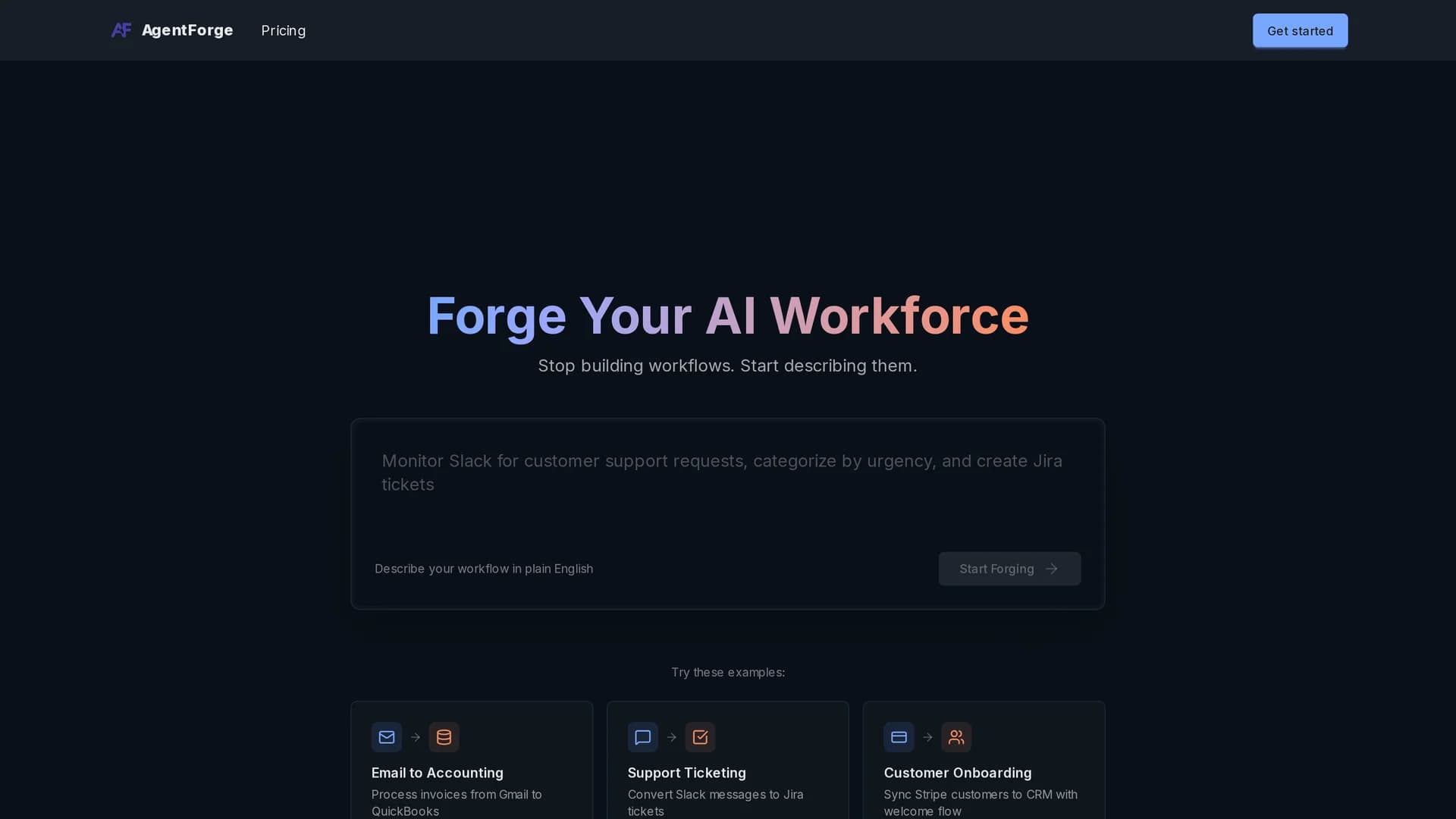 agentforge homepage