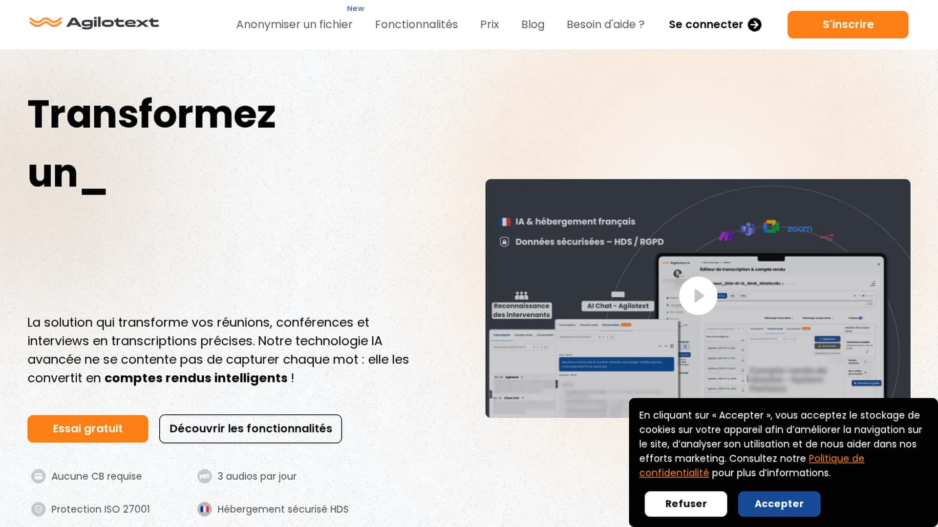agilotext homepage