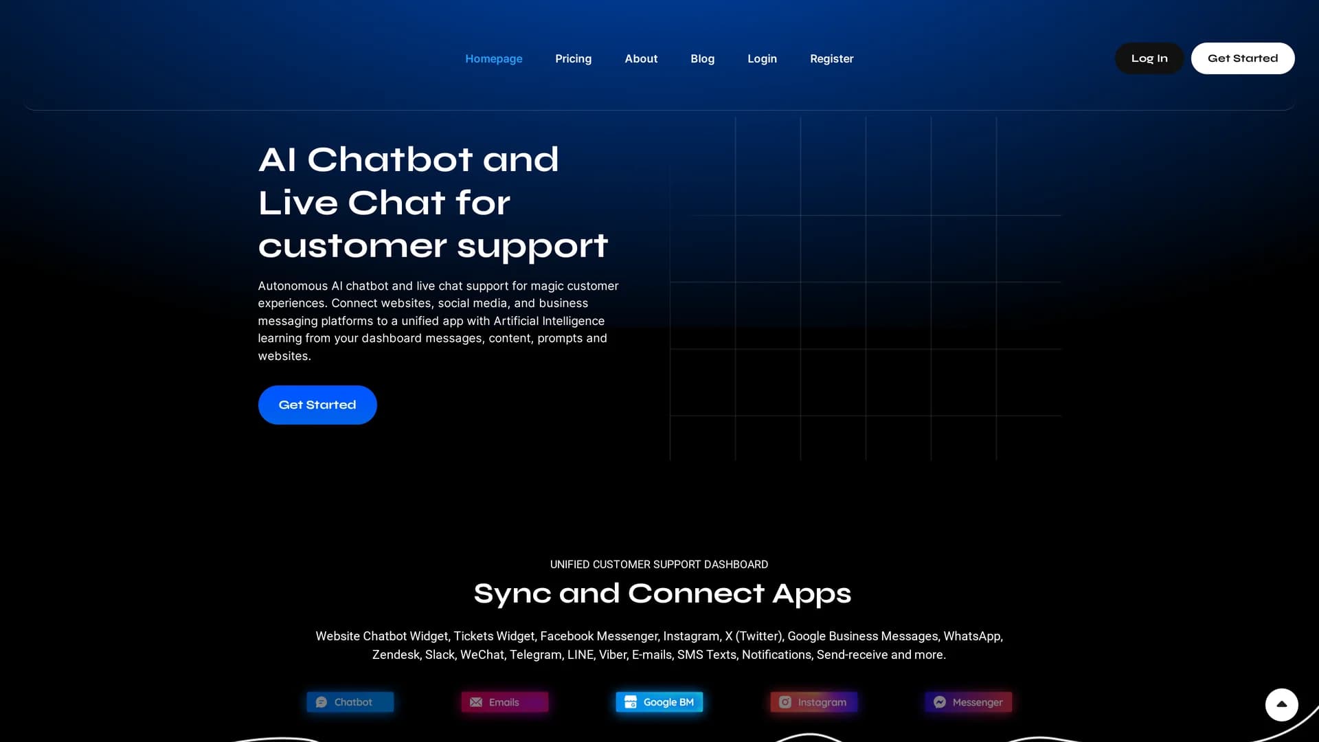 ai-chatbot-support homepage