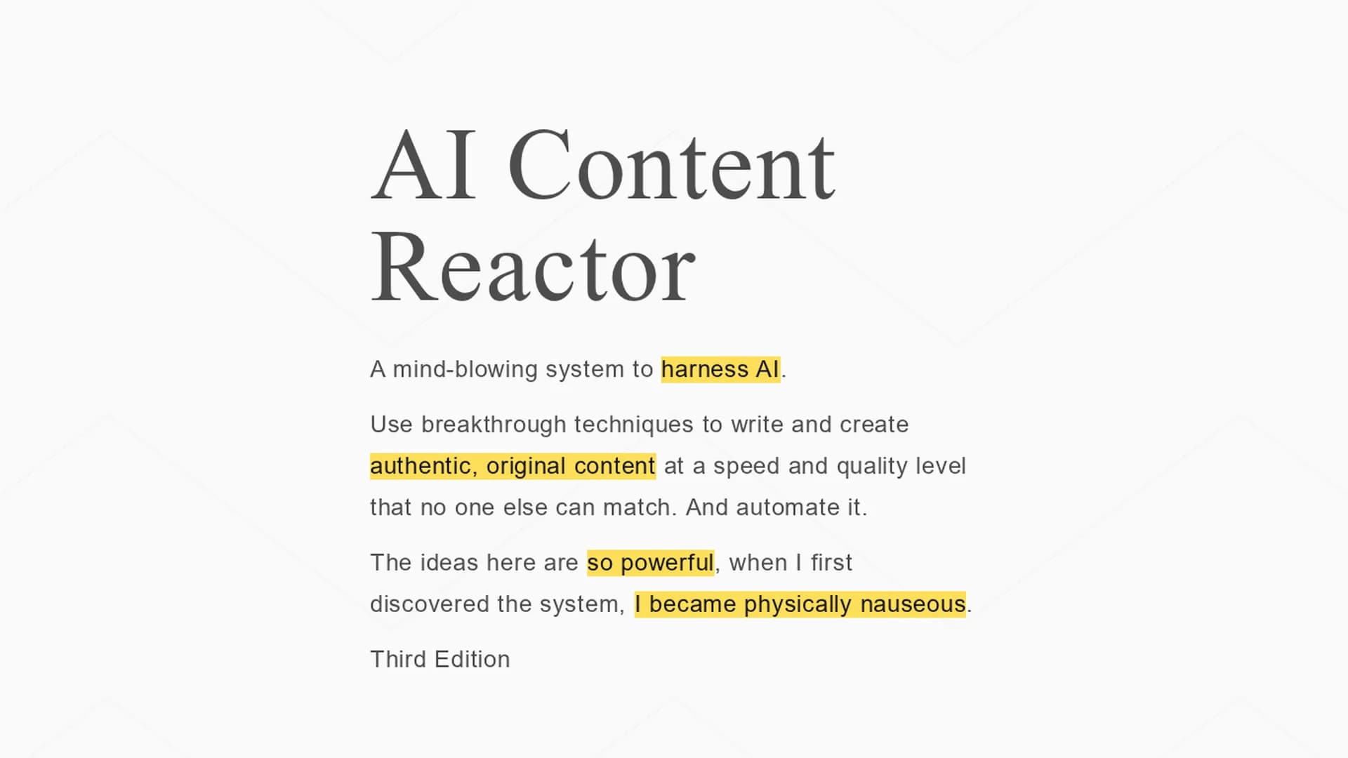 ai-content-reactor homepage