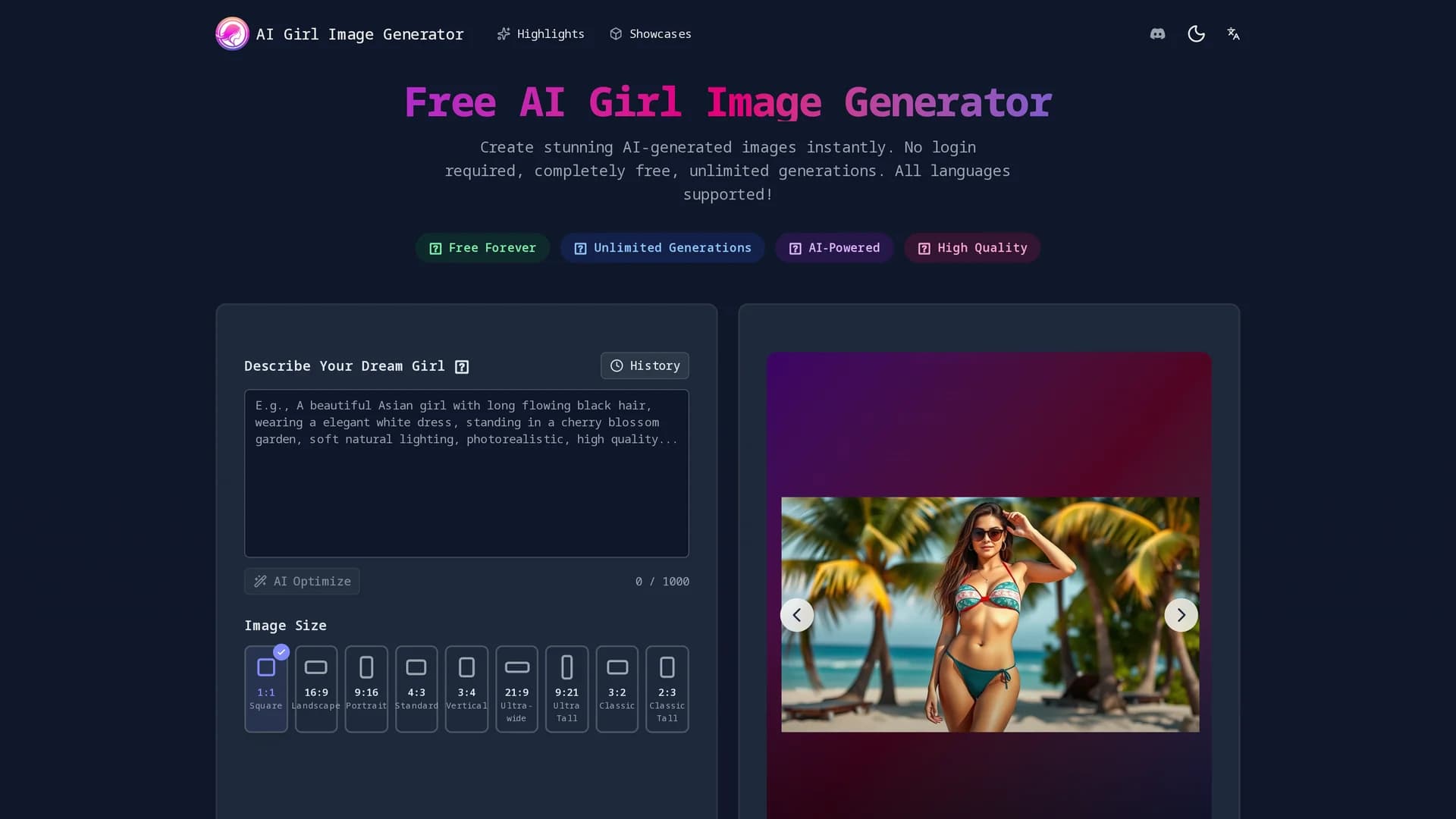 ai-gril-generator homepage