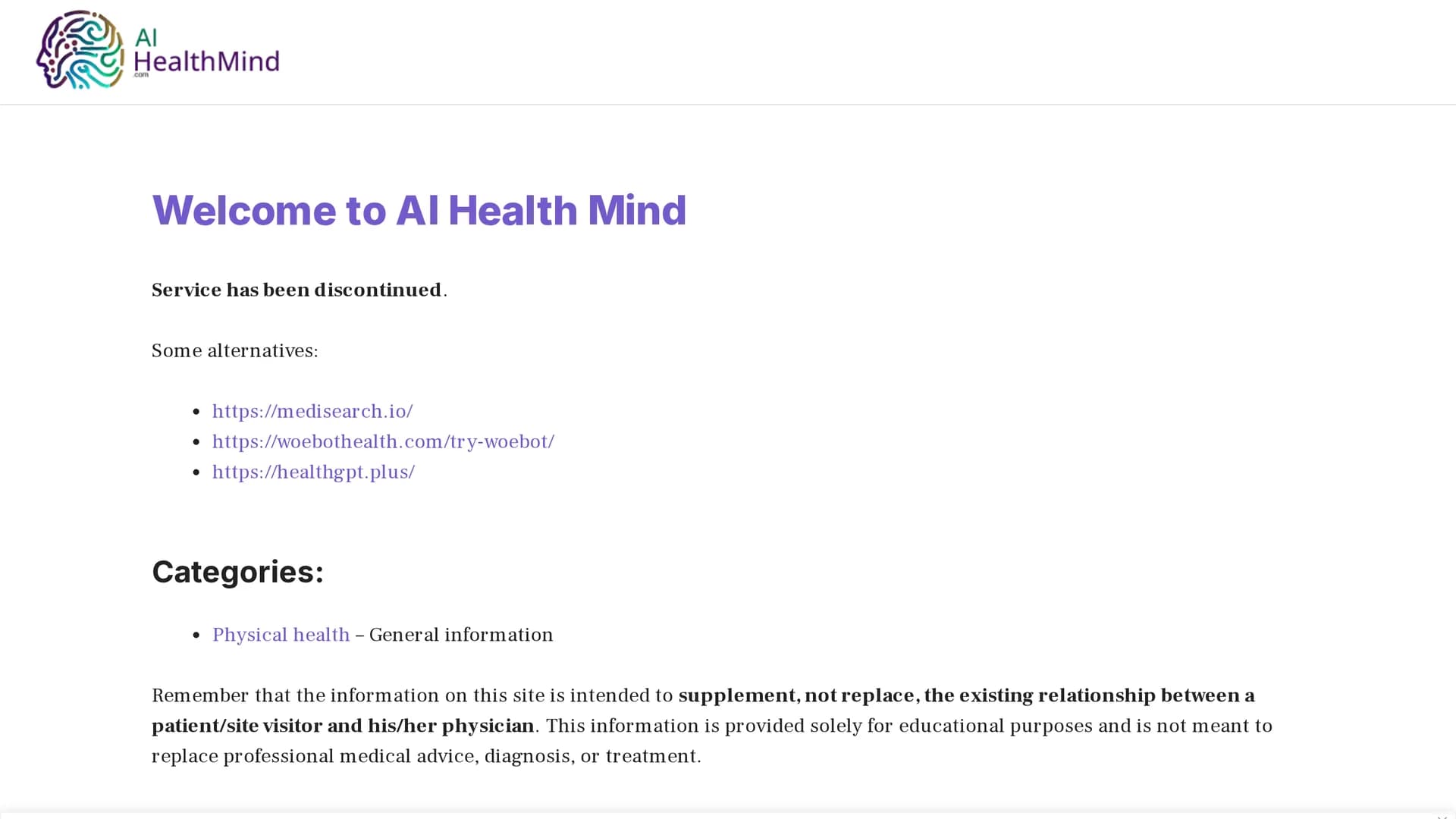 ai-health-mind homepage
