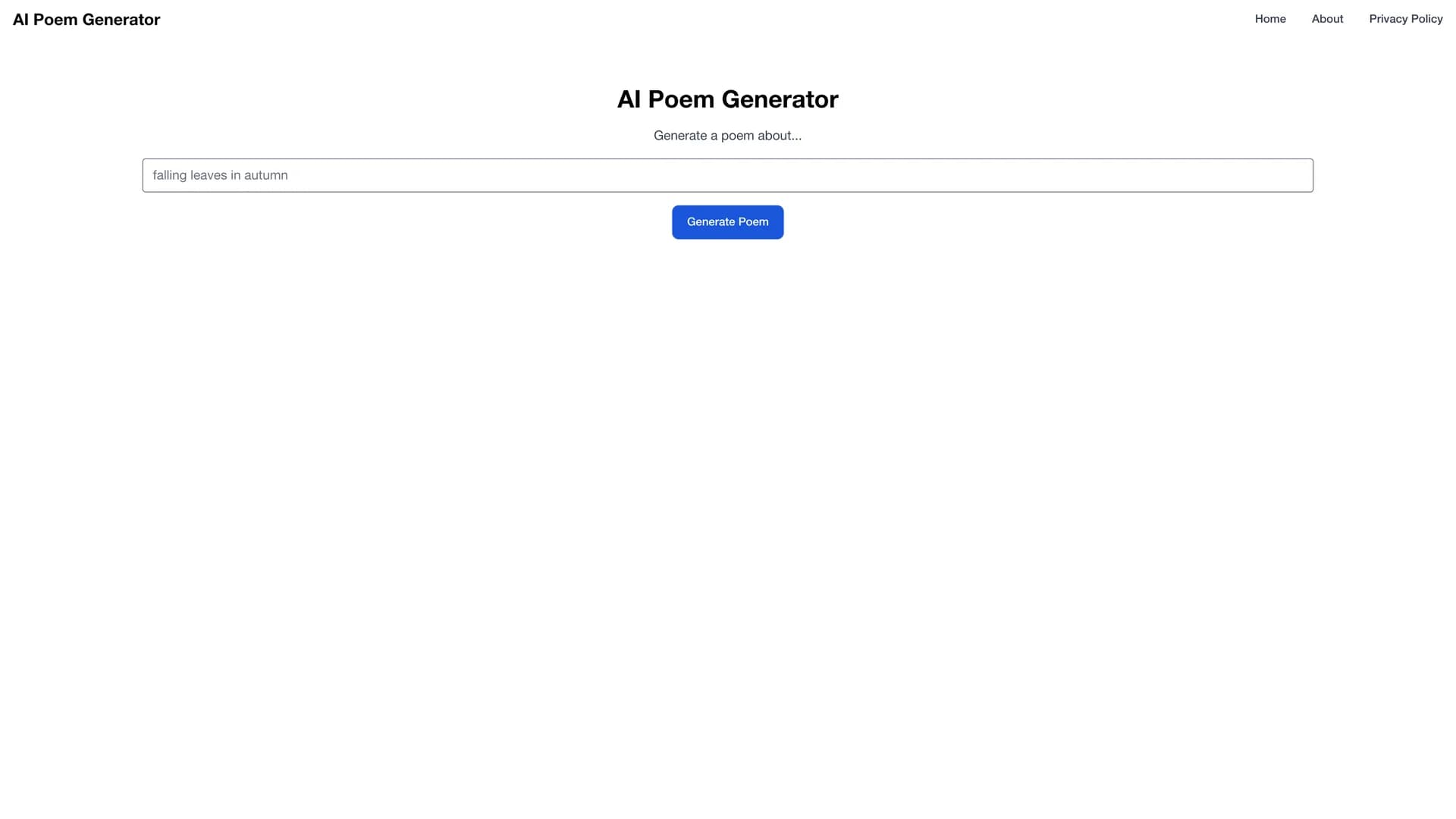 ai-poem-generator homepage