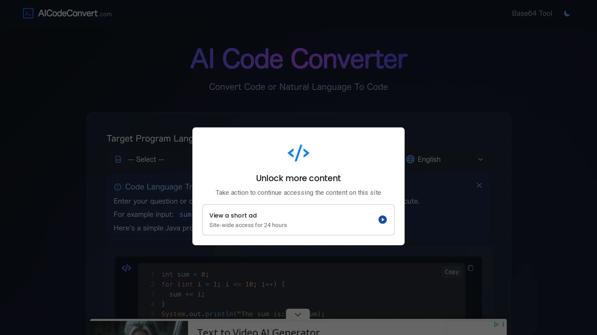 aicodeconvert homepage