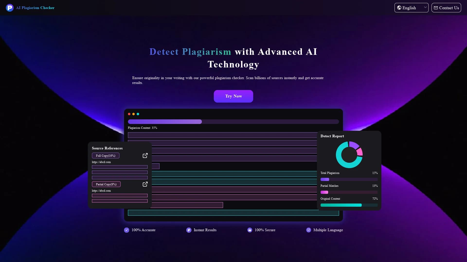 aiplagiarismchecker homepage