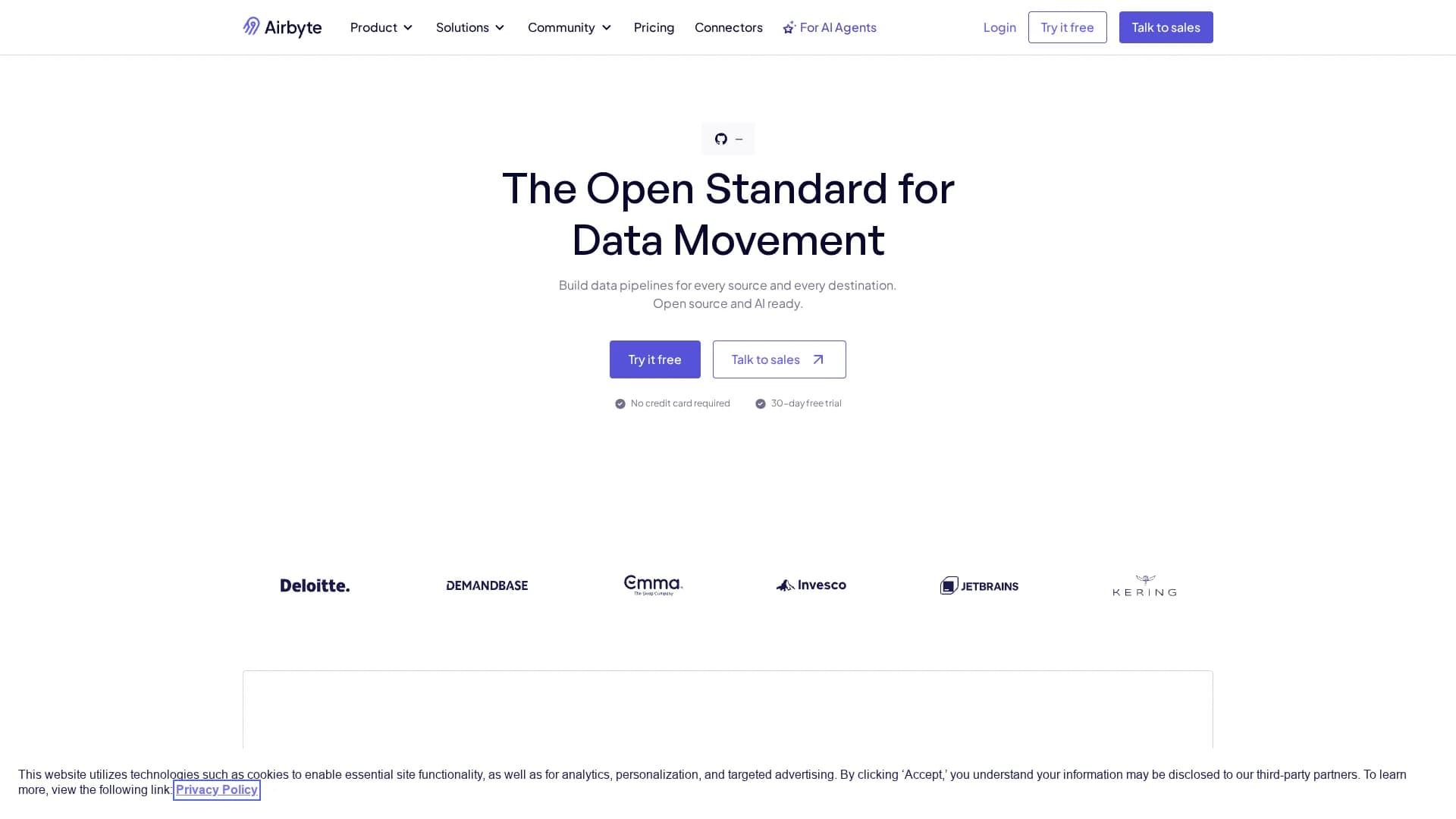 airbyte homepage