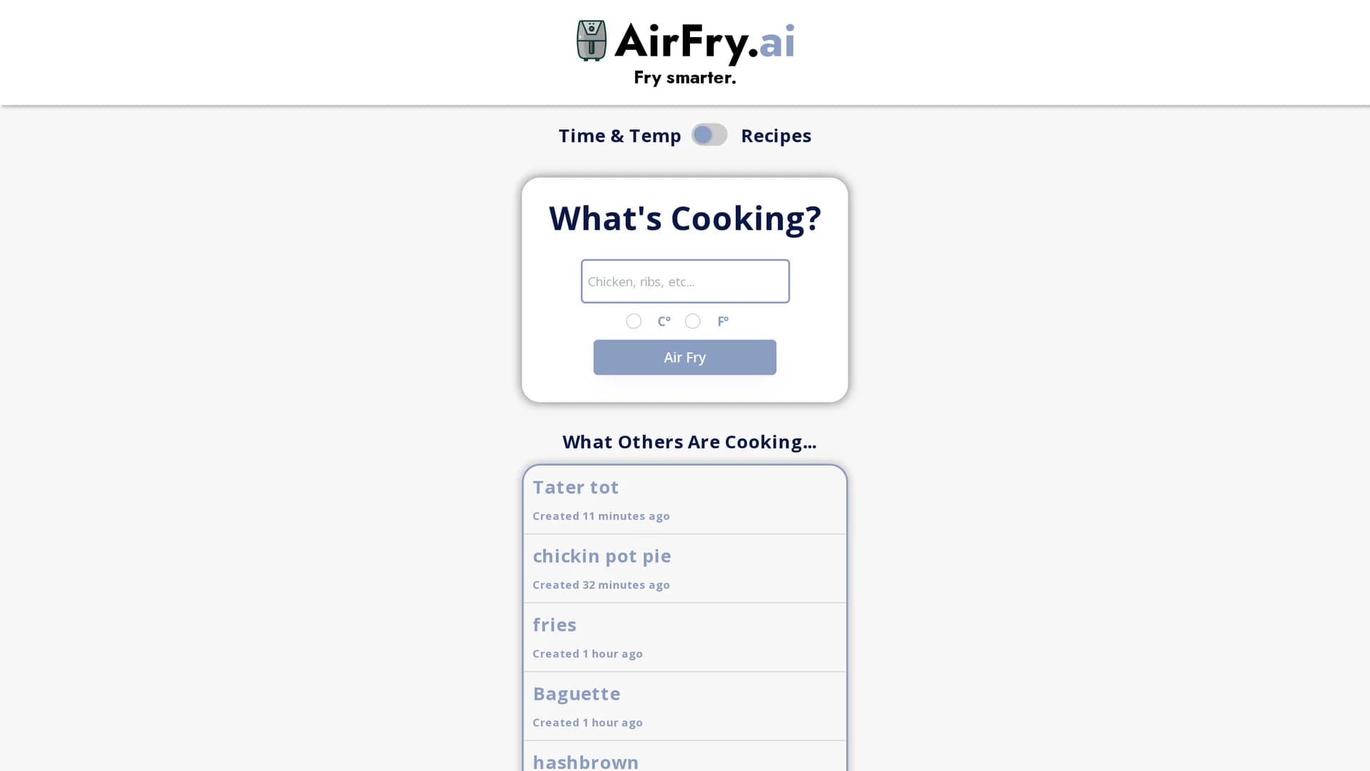 airfry-ai homepage
