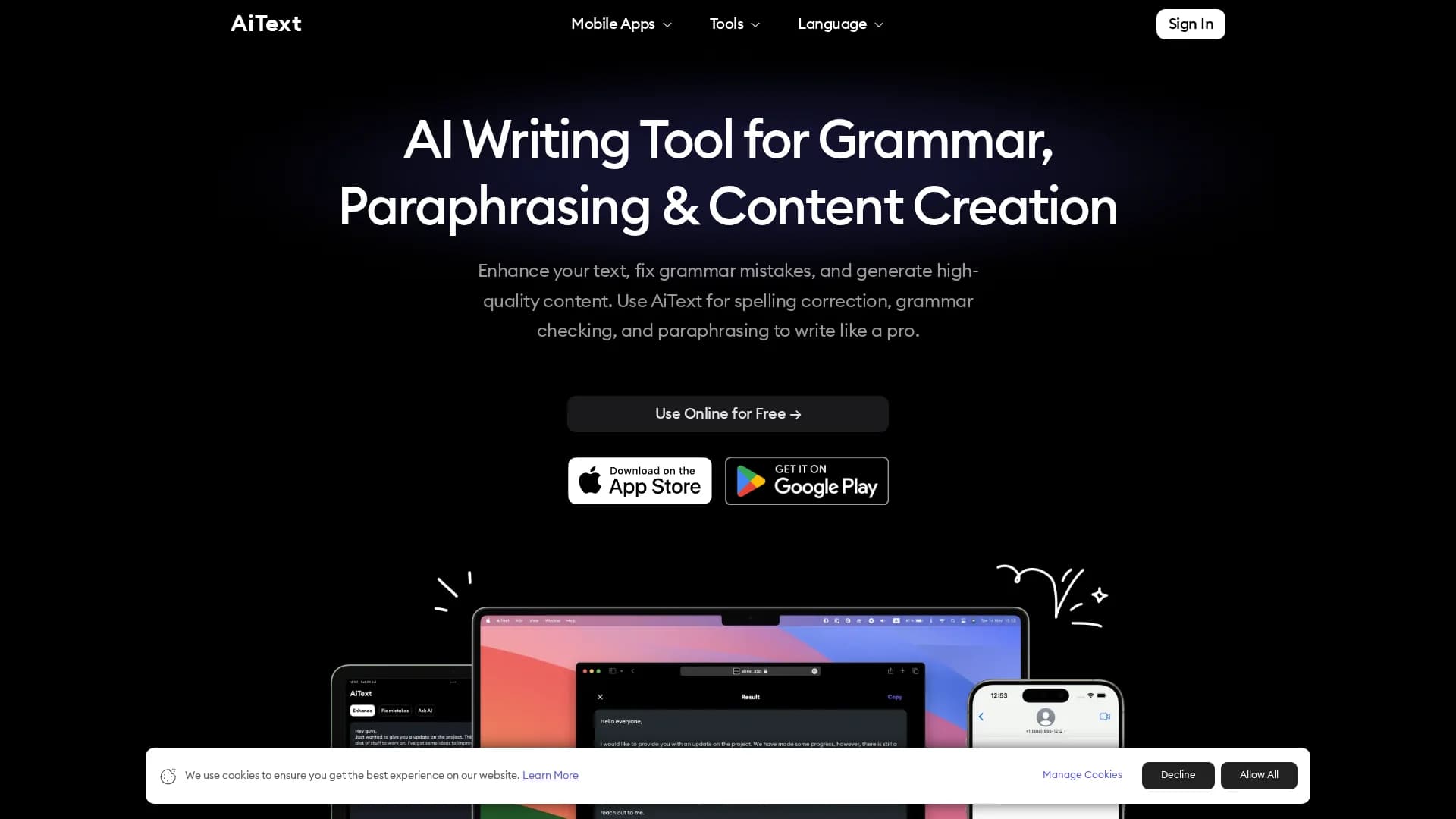aitext-ai-text-enhancer homepage