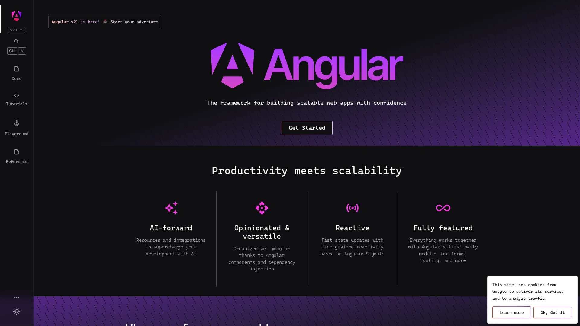 angular-dev homepage