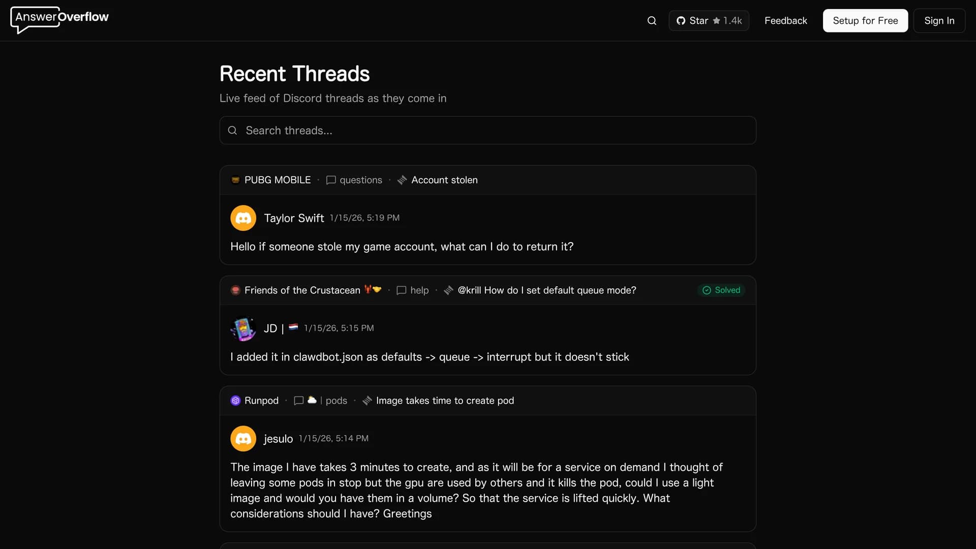 answer-overflow homepage