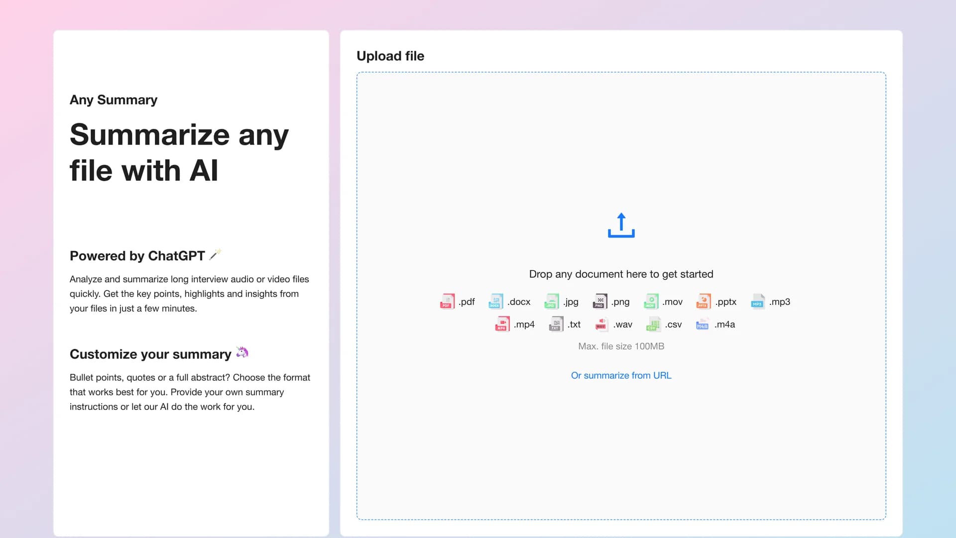 any-summary homepage
