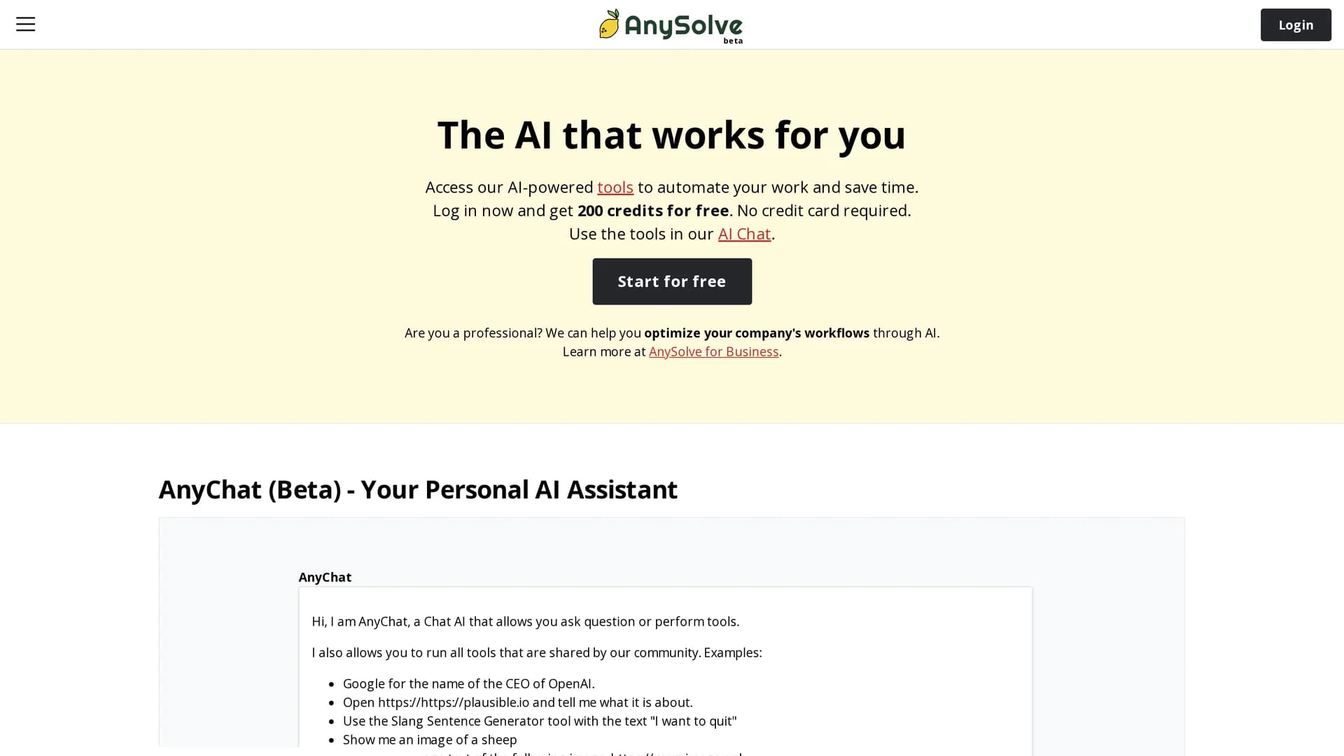 anysolve-ai homepage