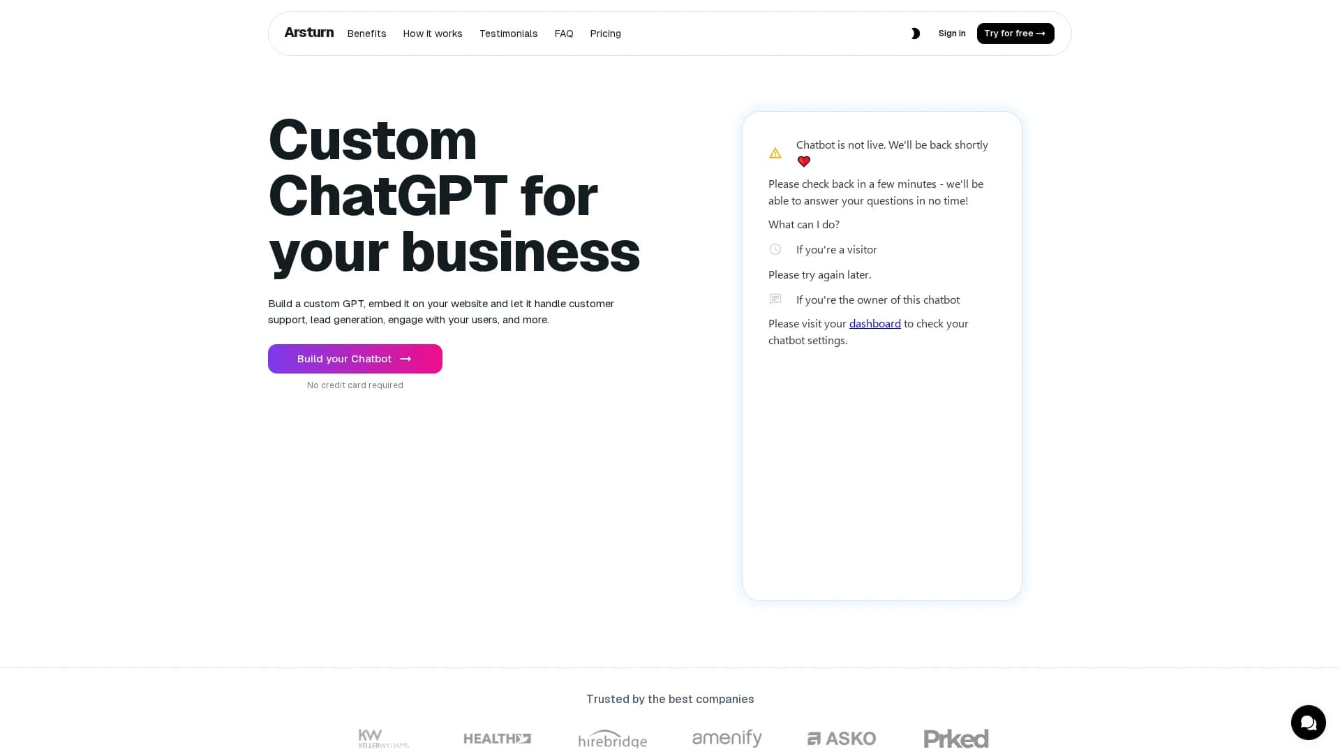 arsturn homepage