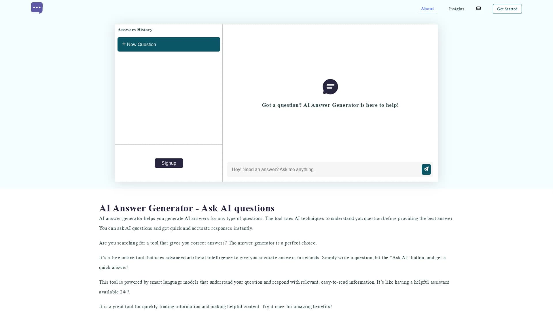 ask-ai-questions homepage