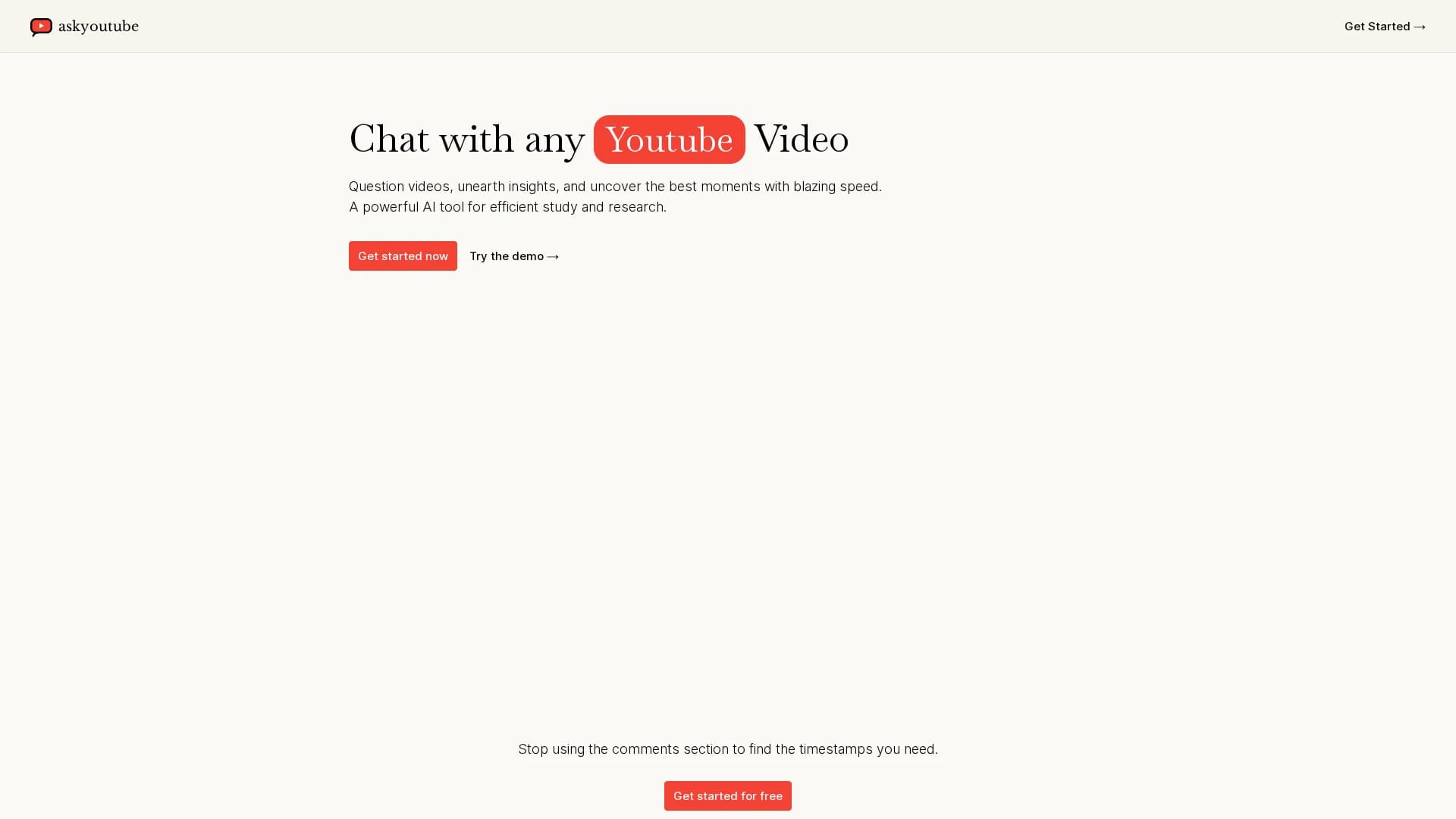 ask-youtube homepage