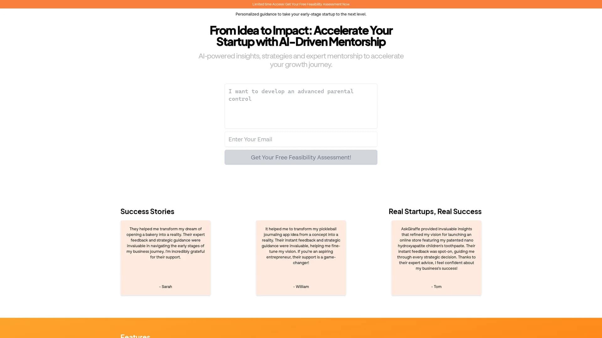 askgiraffe homepage