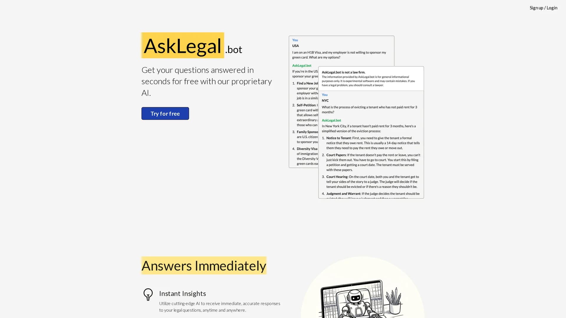 asklegal-bot homepage