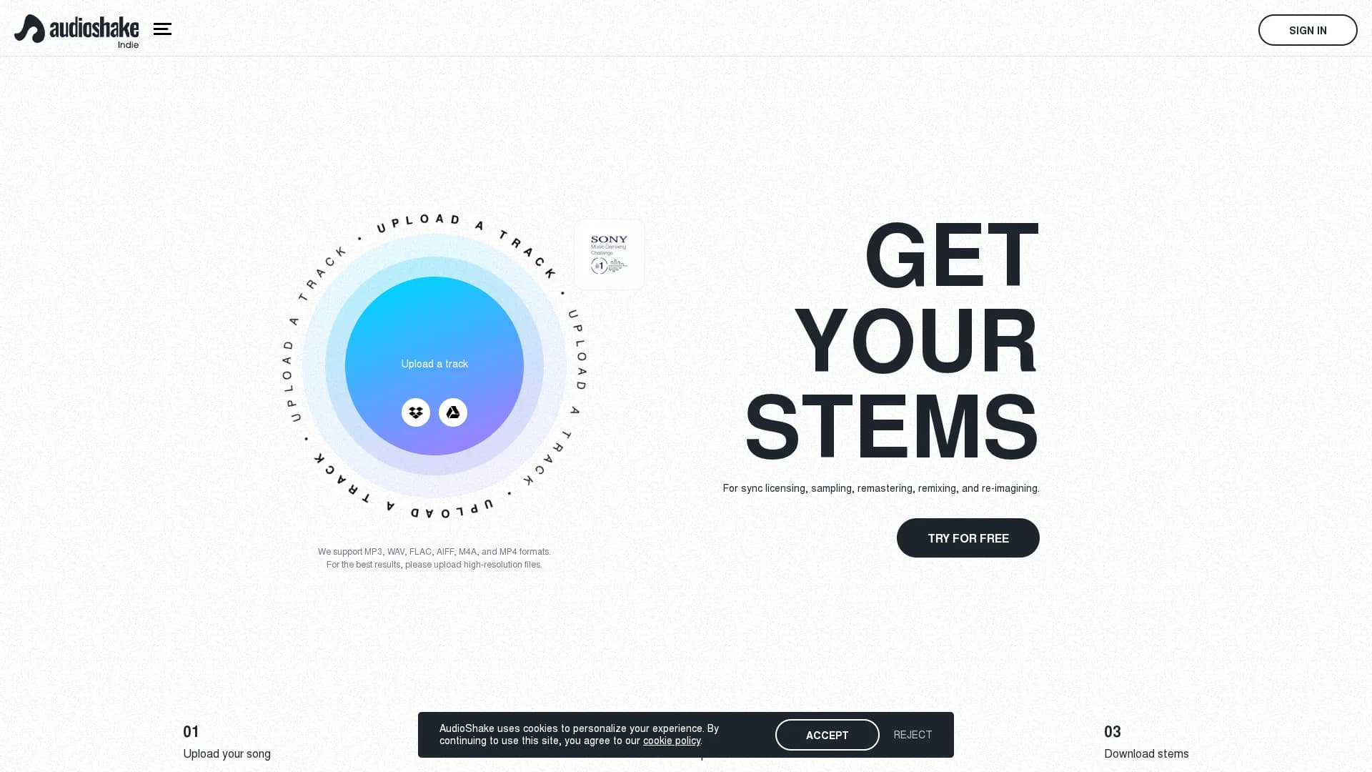 audioshake homepage