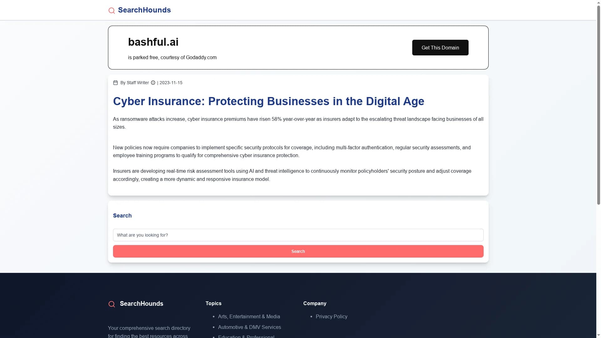 bashful homepage