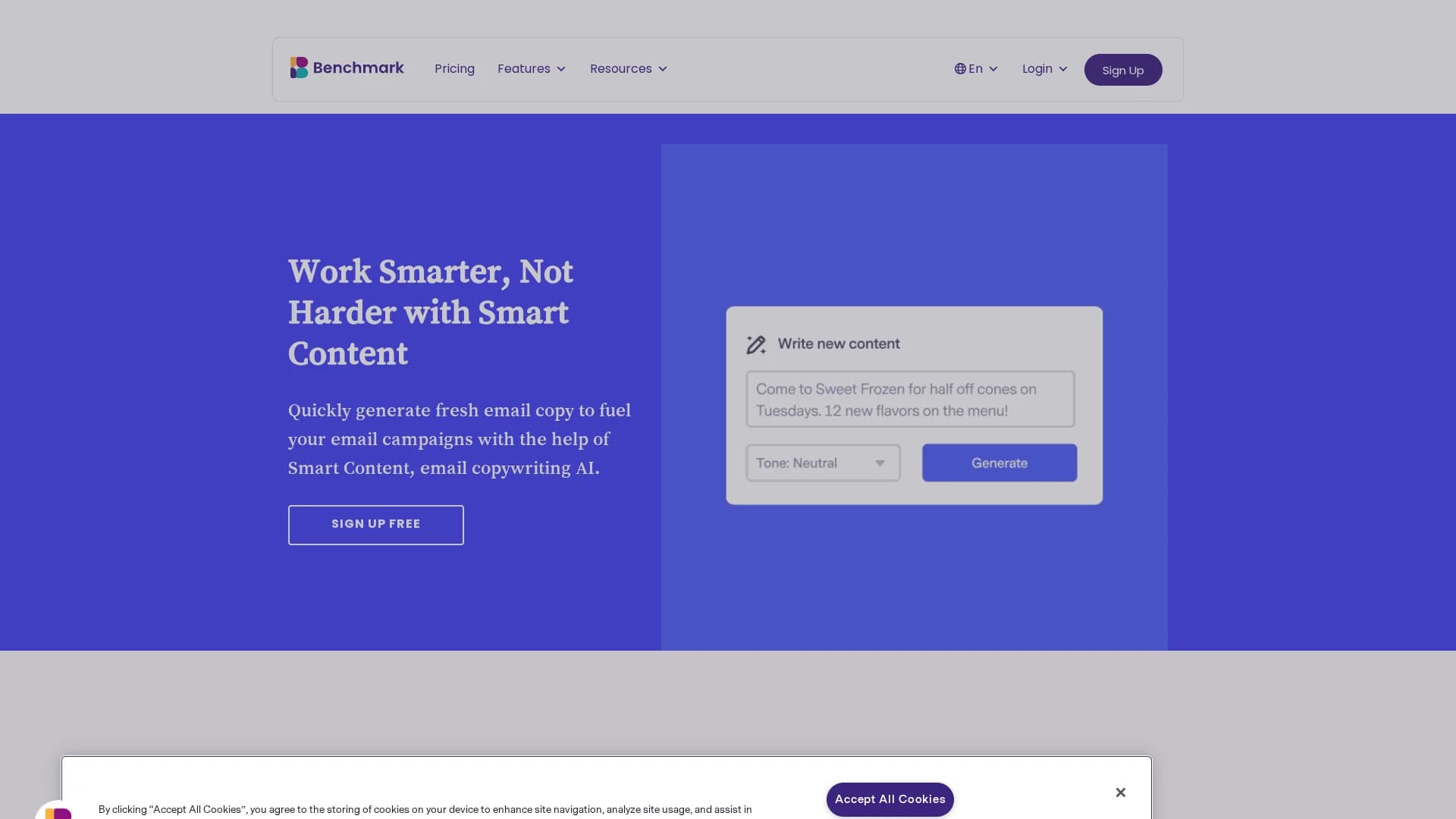 benchmark-email homepage