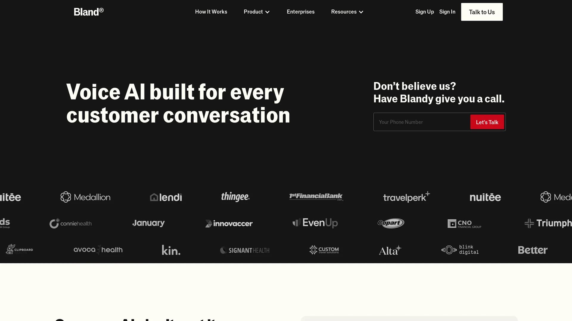 bland-ai homepage