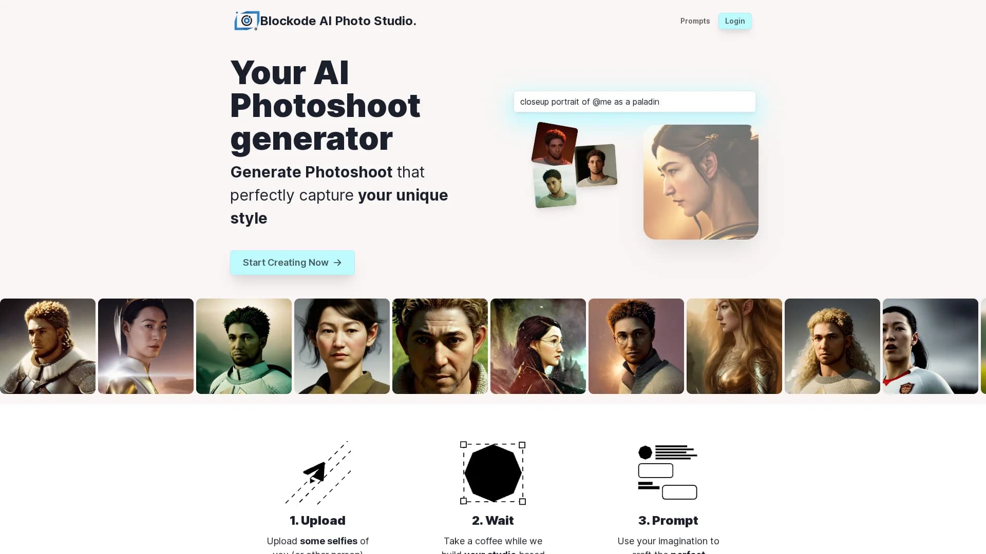 blockode-ai-photo-studio homepage