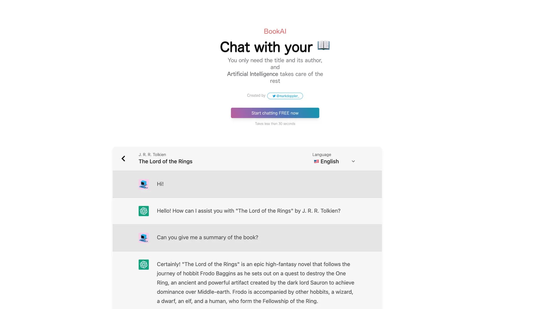 bookai-chat homepage