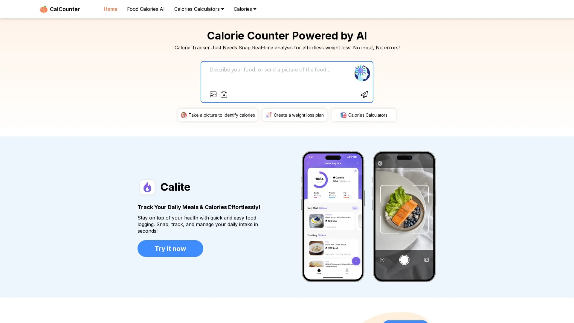 calorie-ai homepage