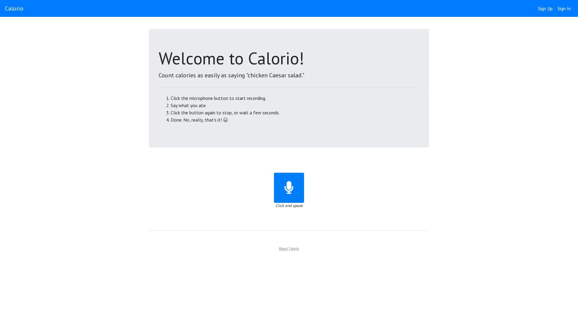 calorio homepage