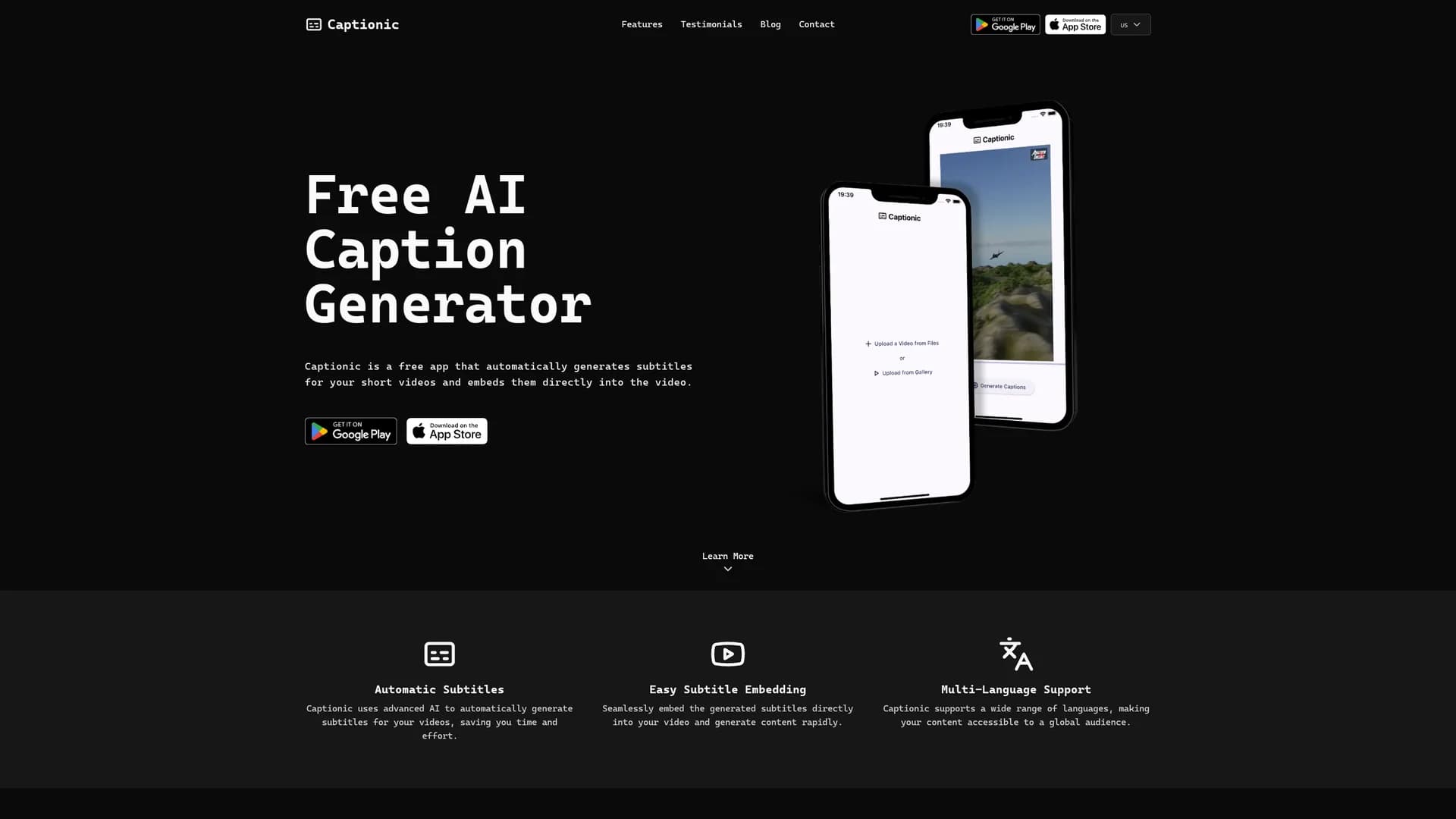 captionic homepage