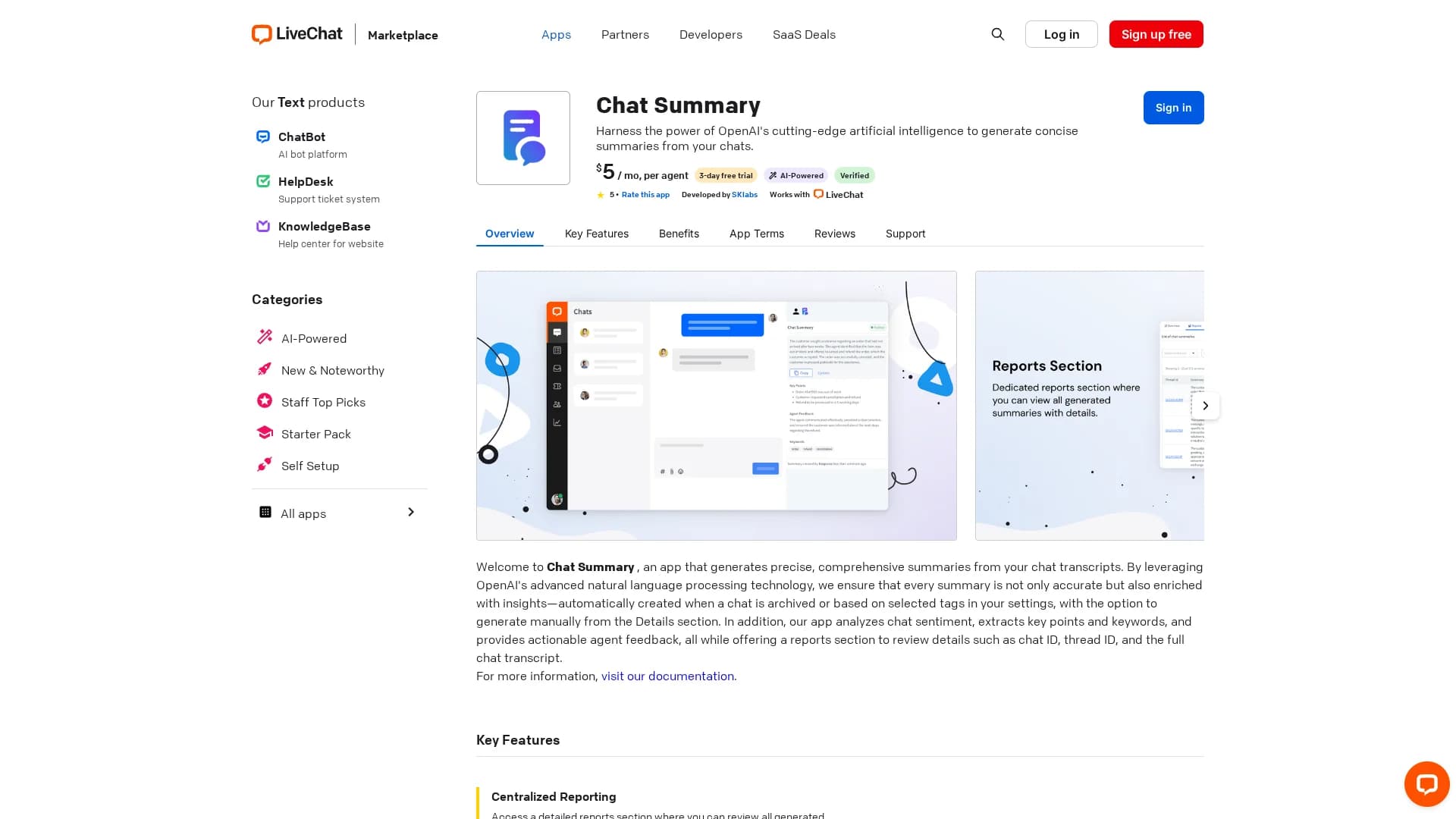 chat-summary-for-livechat homepage