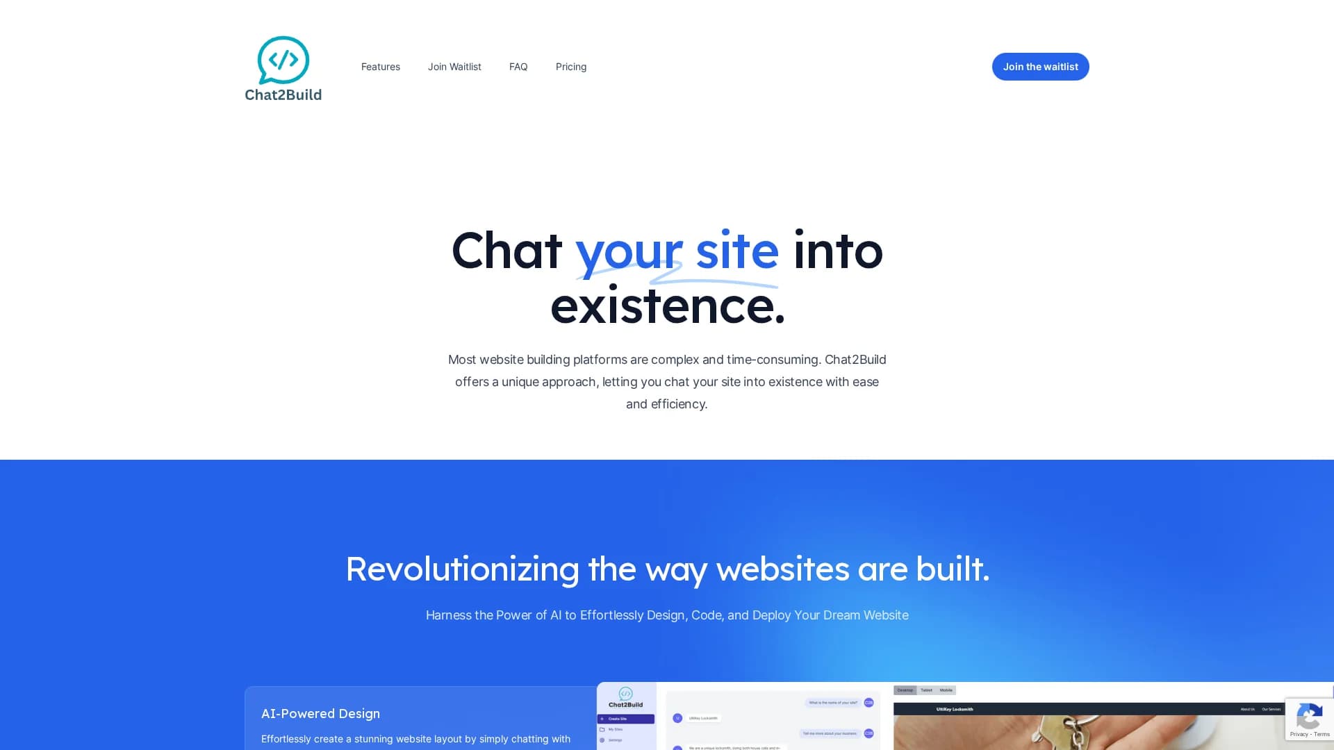 chat2build homepage