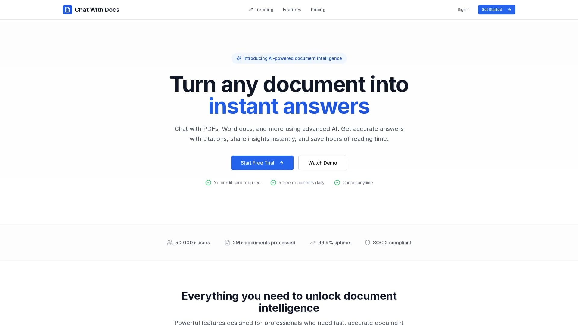 chatwithdocs-co homepage