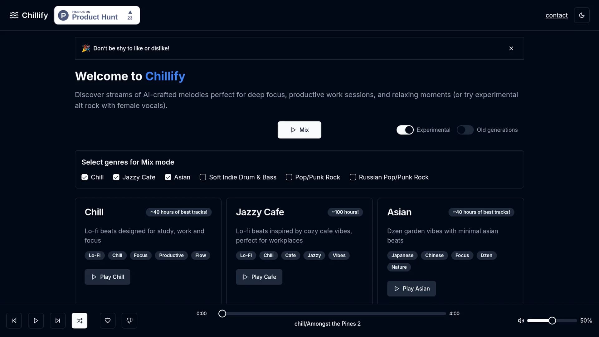 chillify homepage