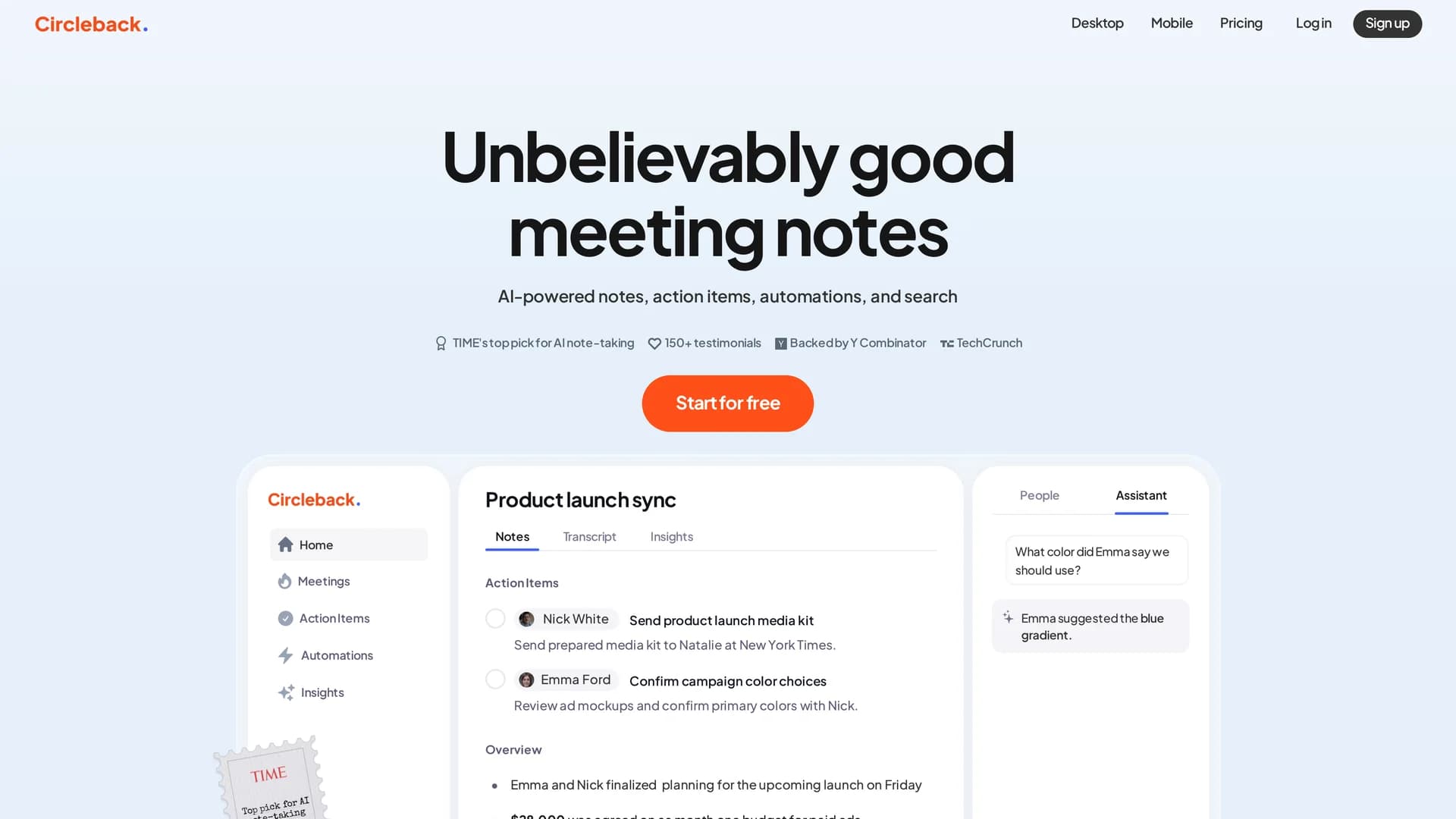 circleback homepage