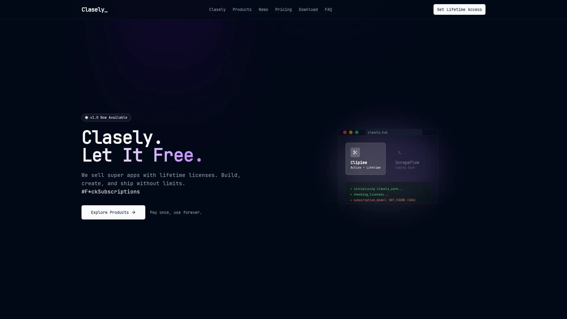 clasely-v1 homepage