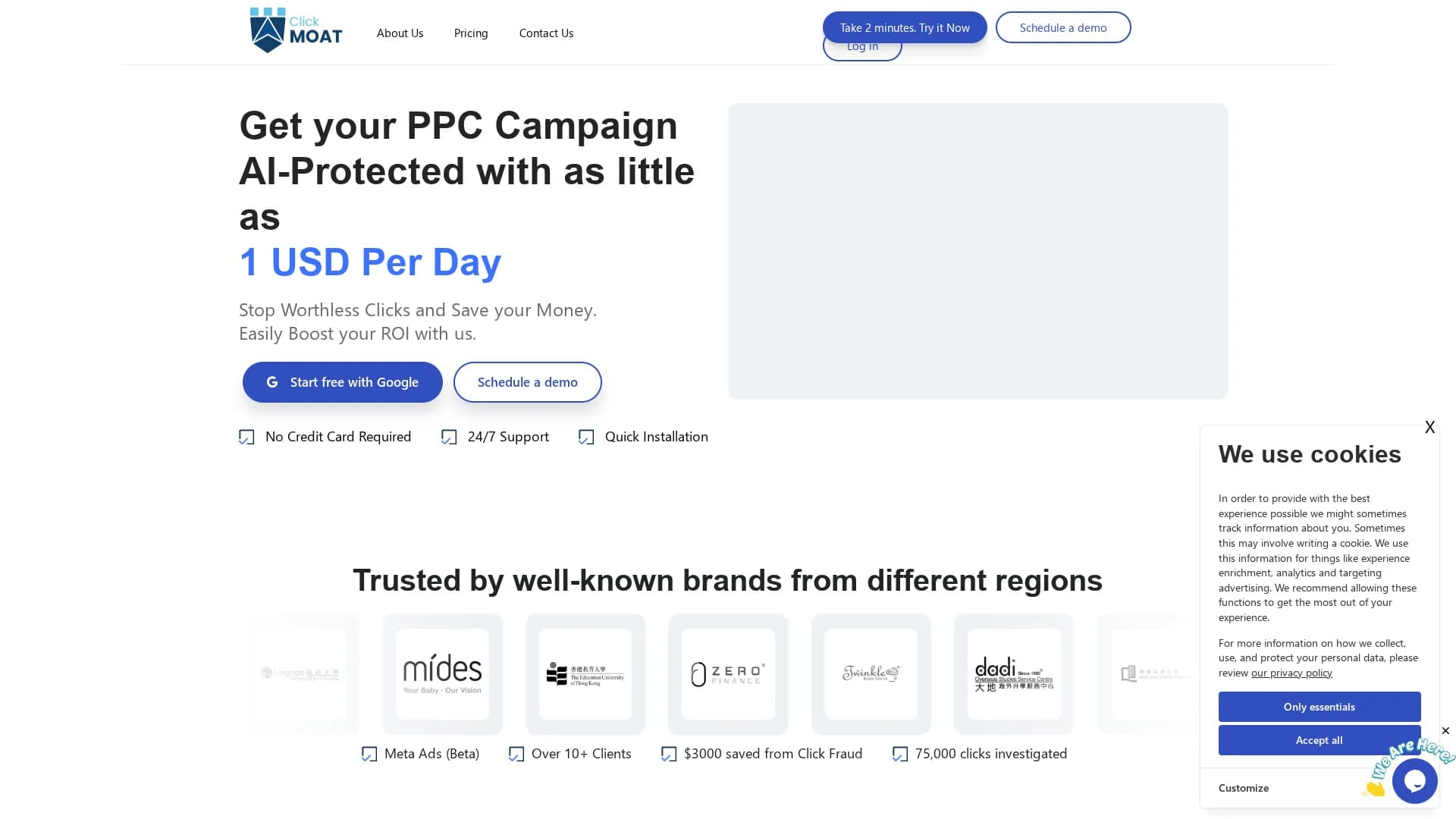 clickmoat homepage