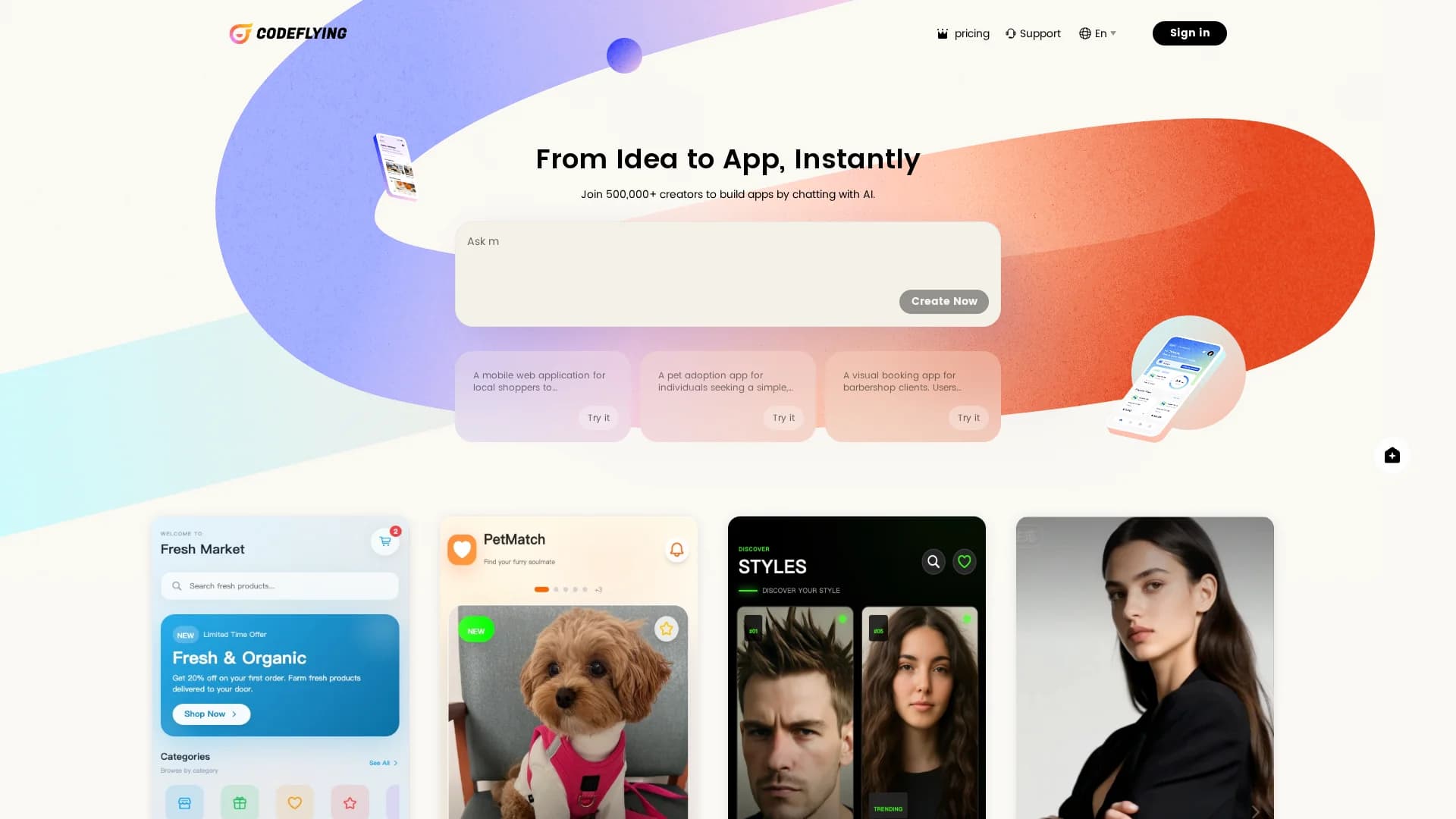 codeflying homepage