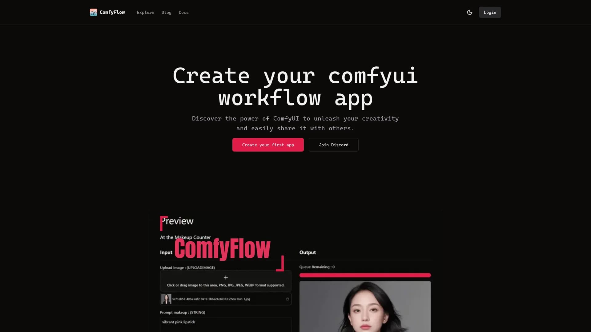 comfyflow-app homepage