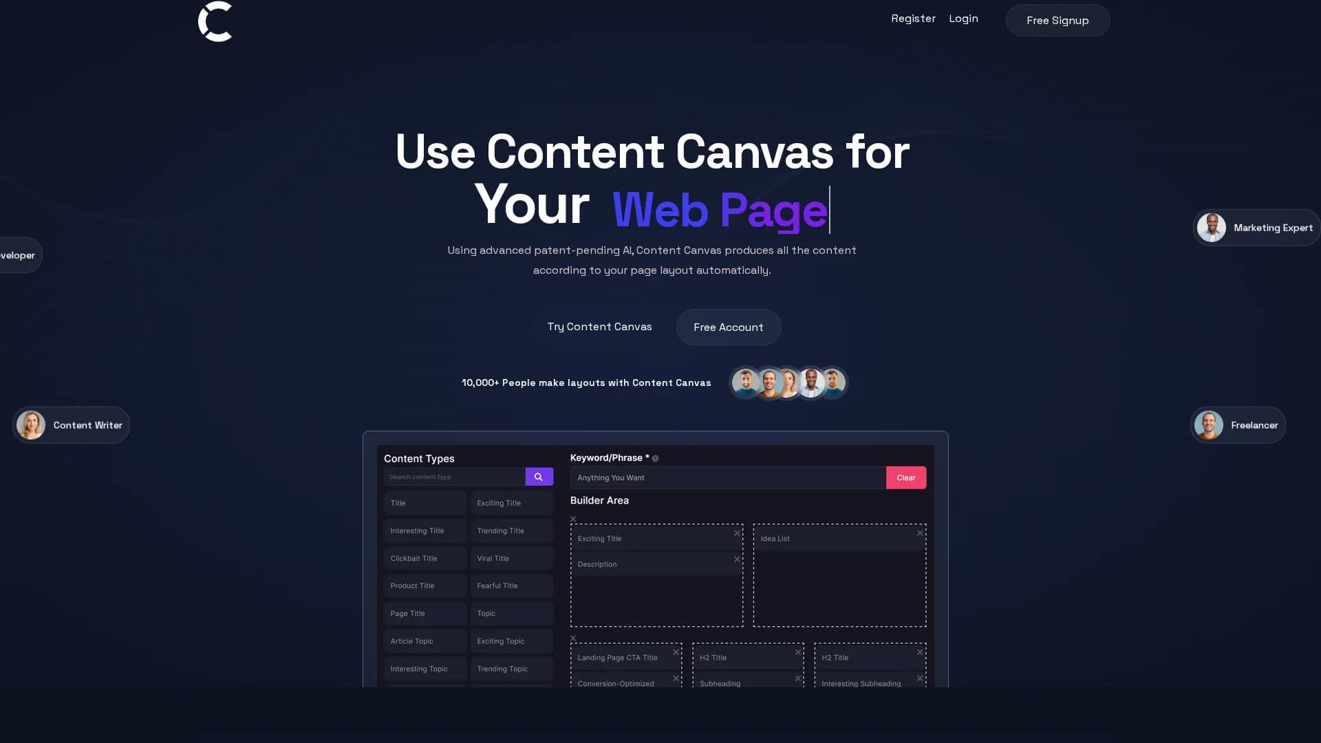 content-canvas homepage